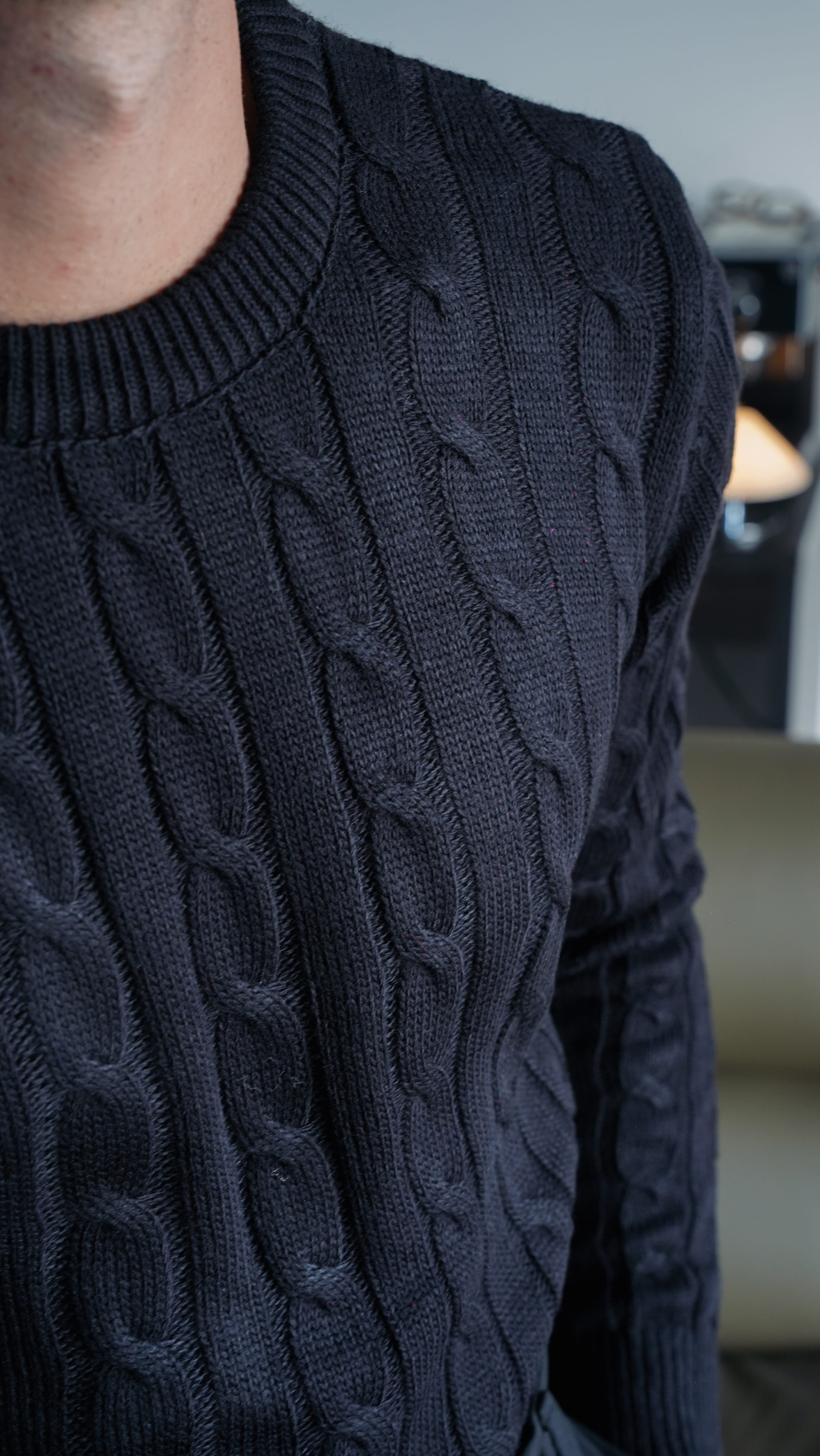 Harbor Cable Siyah Örgü Kazak FW5877