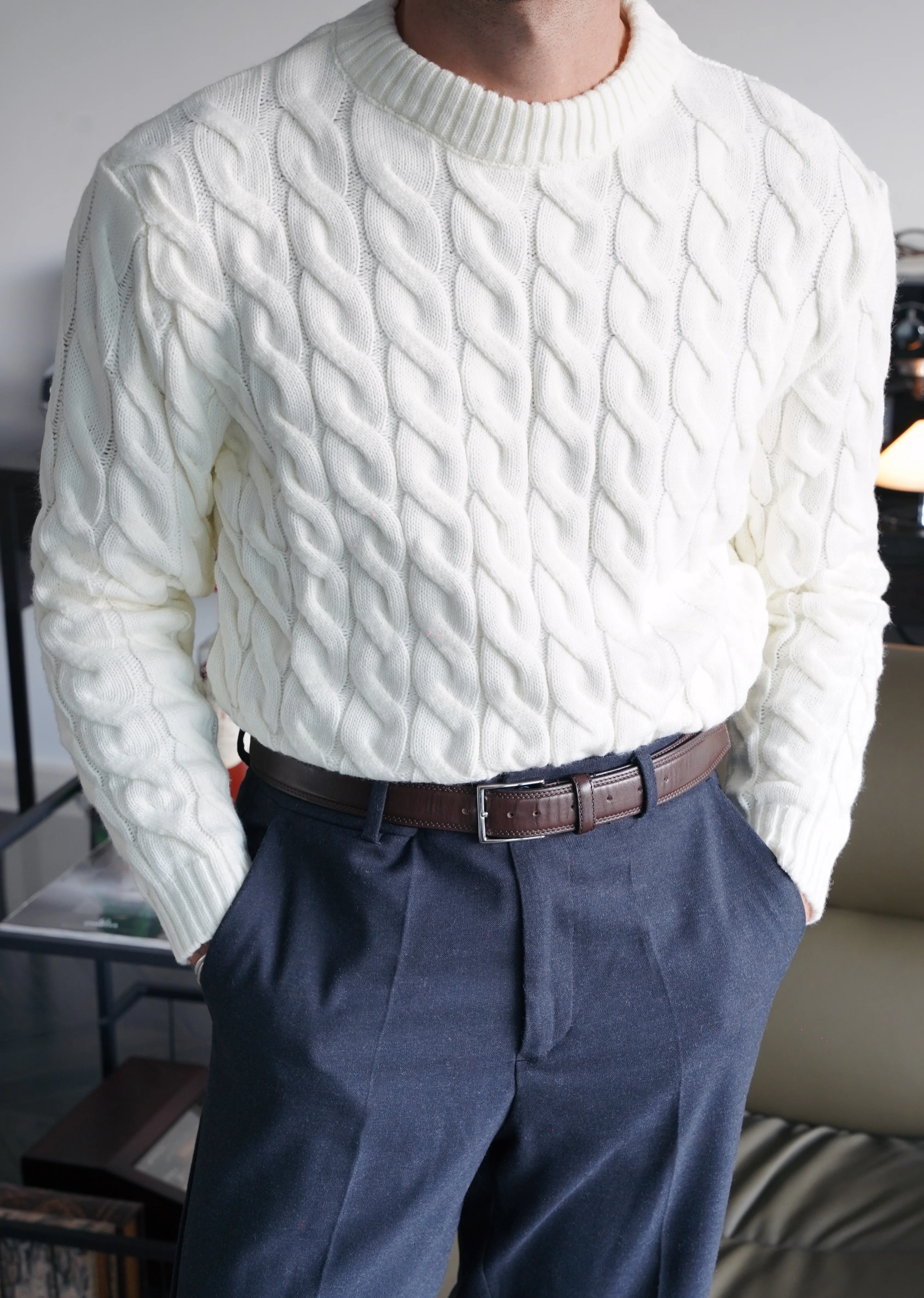 Beyaz Sac Örgü Soft Kazak FW5884