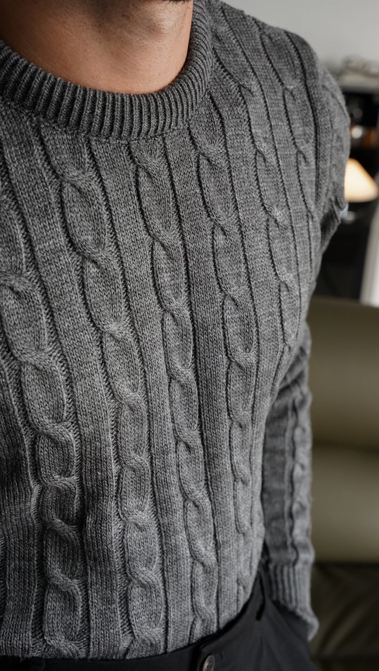 Harbor Cable Antrasit Örgü Kazak FW5878