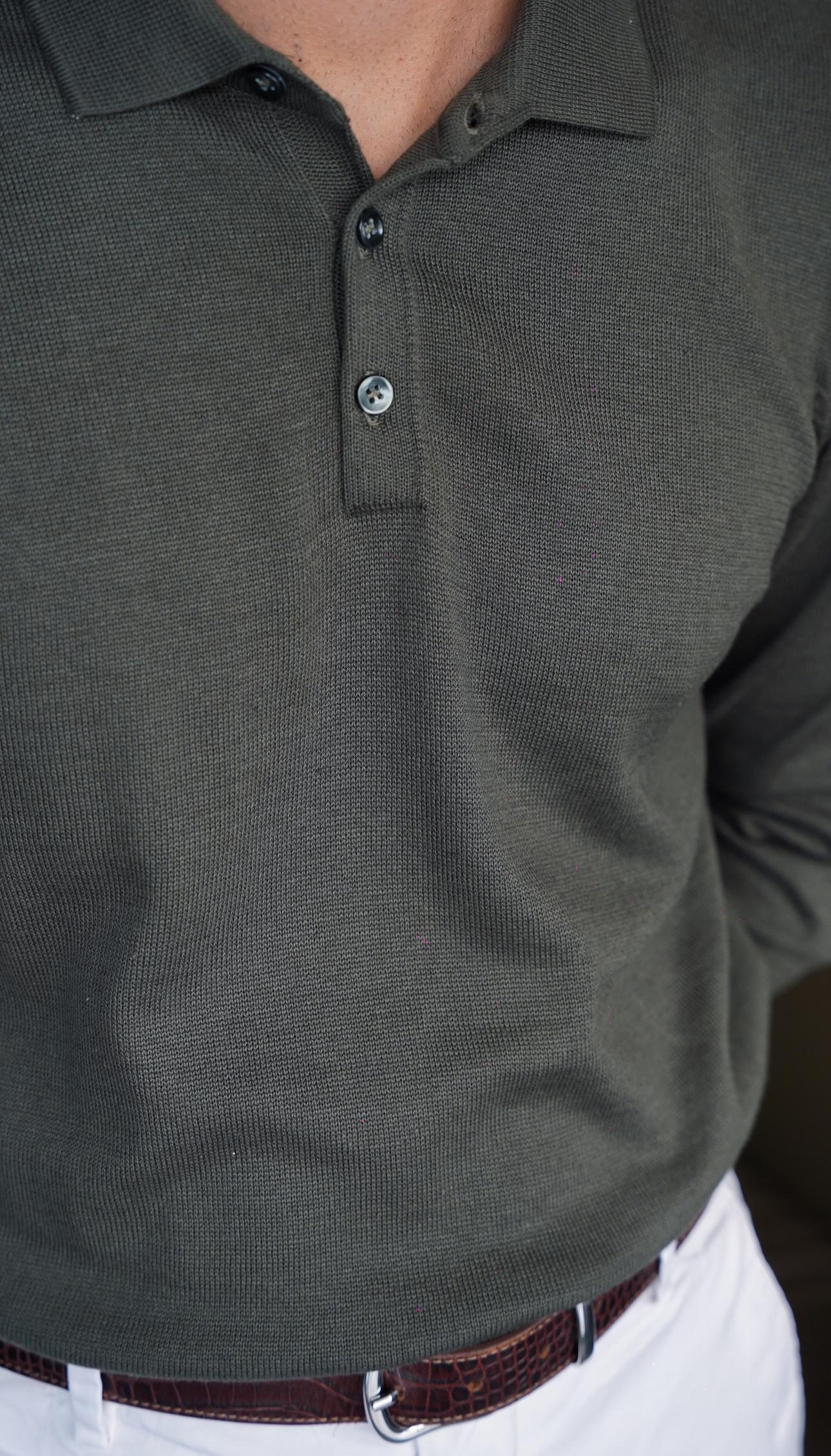 Rupert Haki Uzun Kollu Polo Yaka T-shirt FW5756