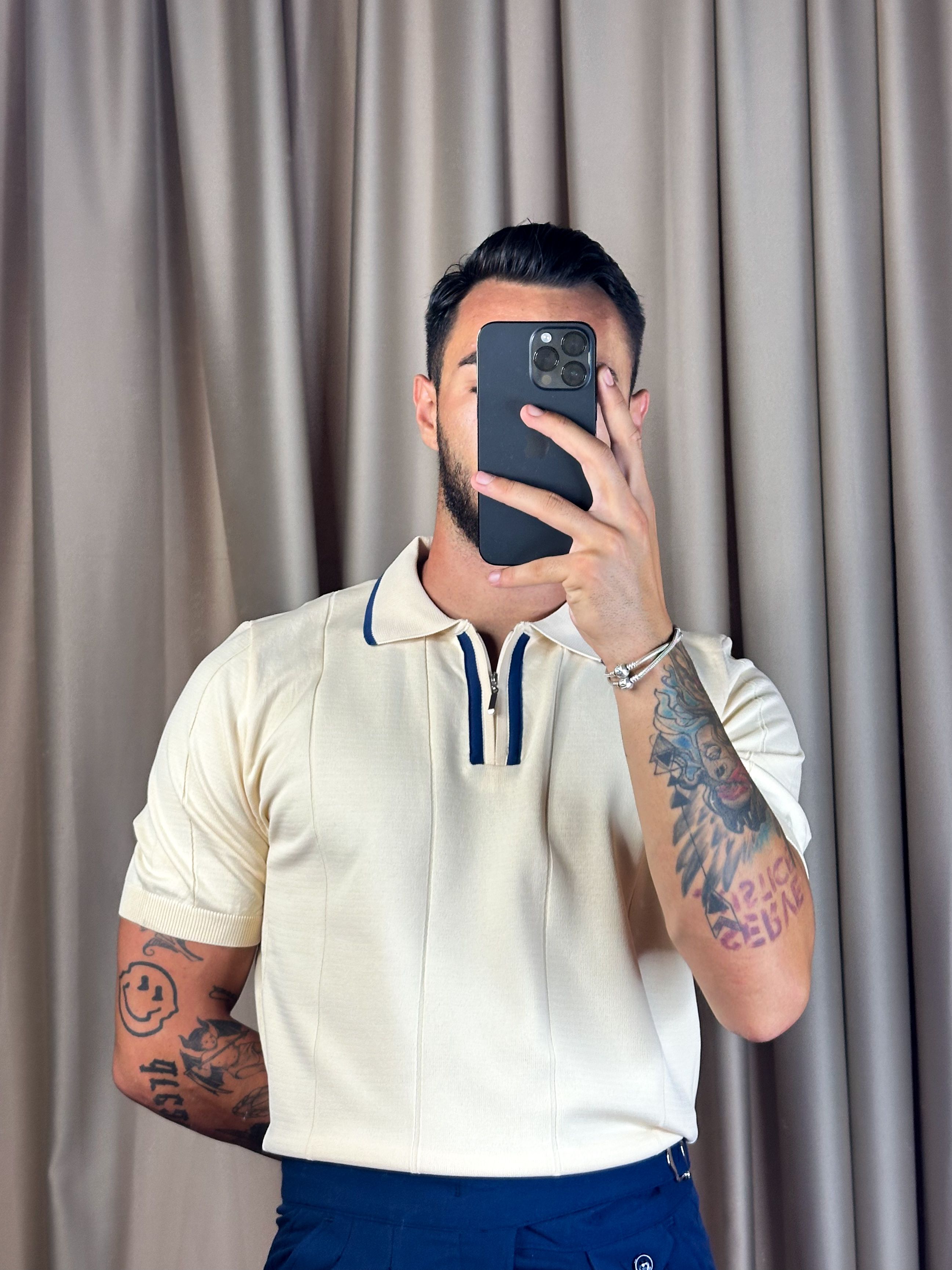 Krem Larvatto Merserize Polo Yaka T-shirt 5414