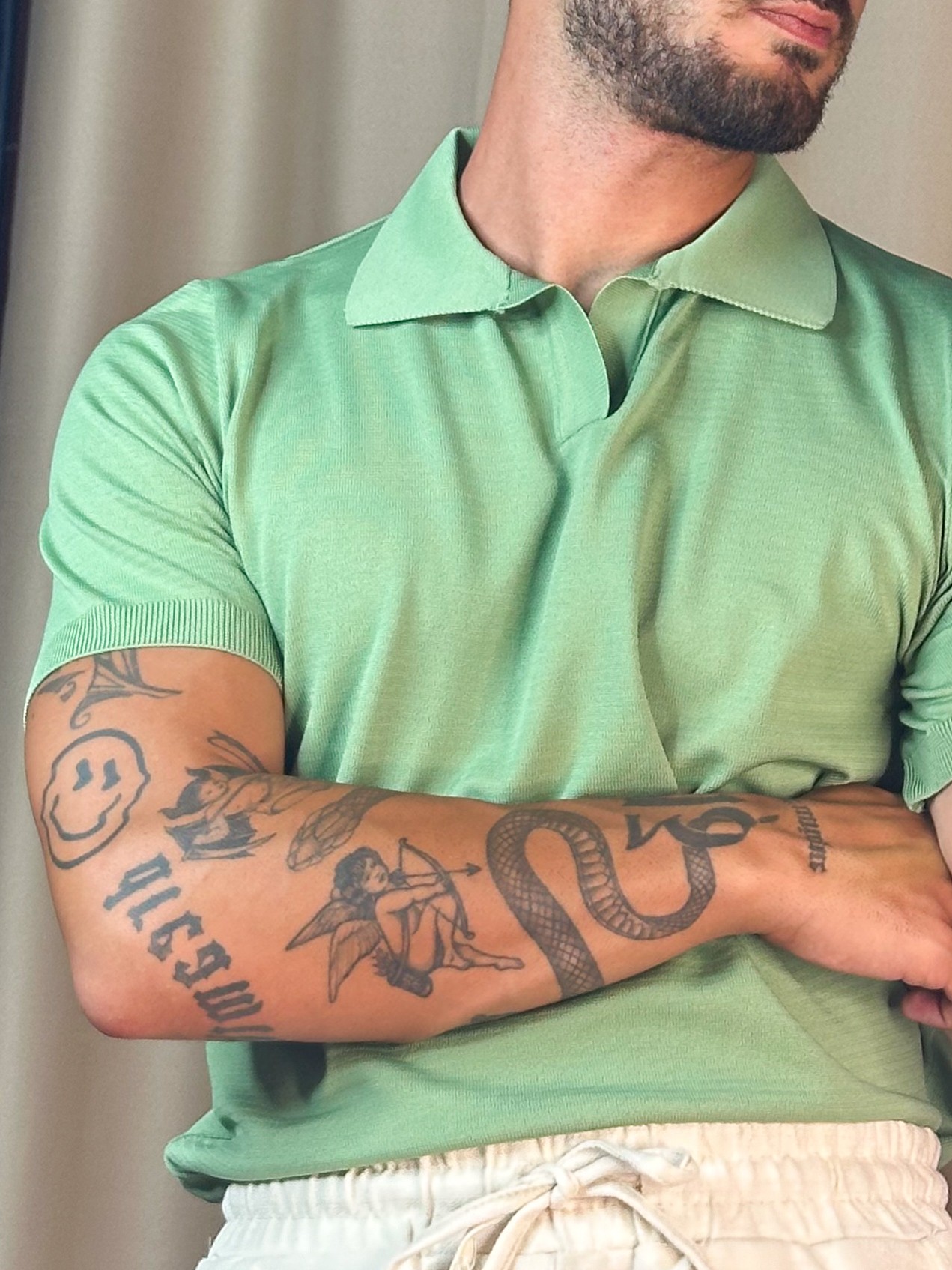 Basic Yeşil Merserize Polo Yaka T-shirt 5418