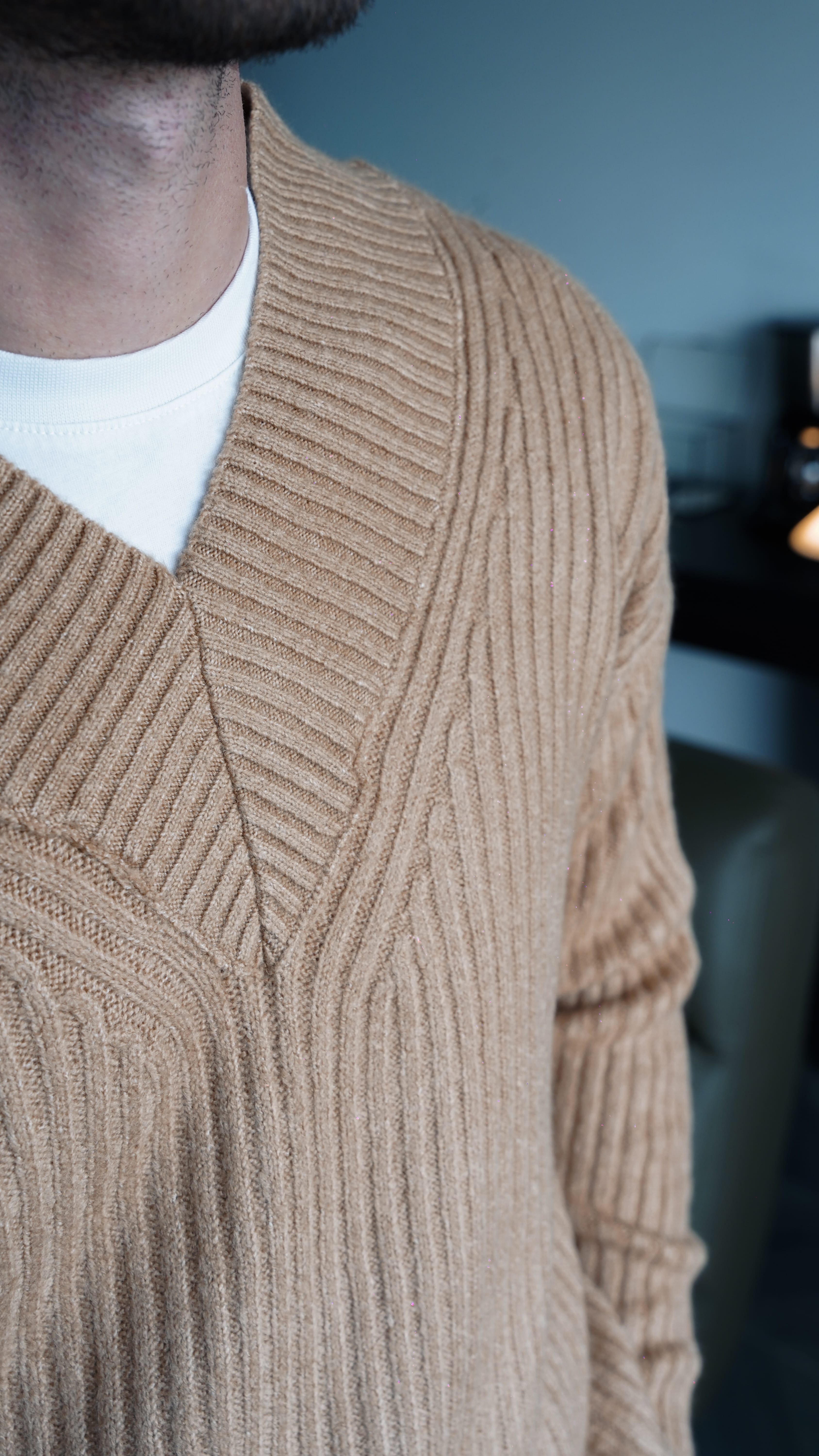 Ribbed Shawl Collar Knit FW5871