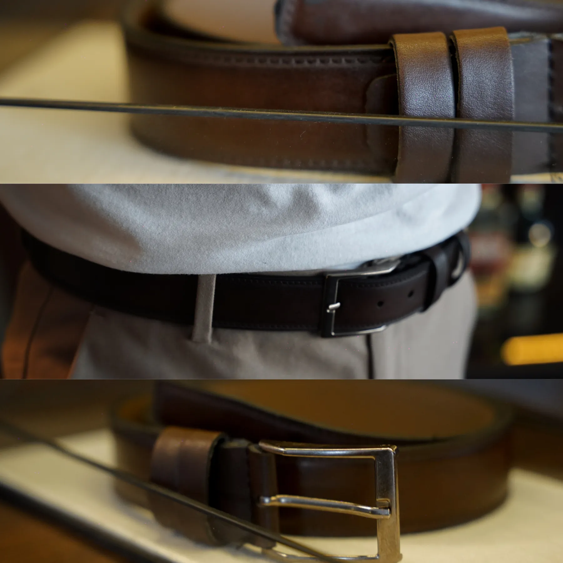 Suni Dikişli Kahve Deri Kemer 4655