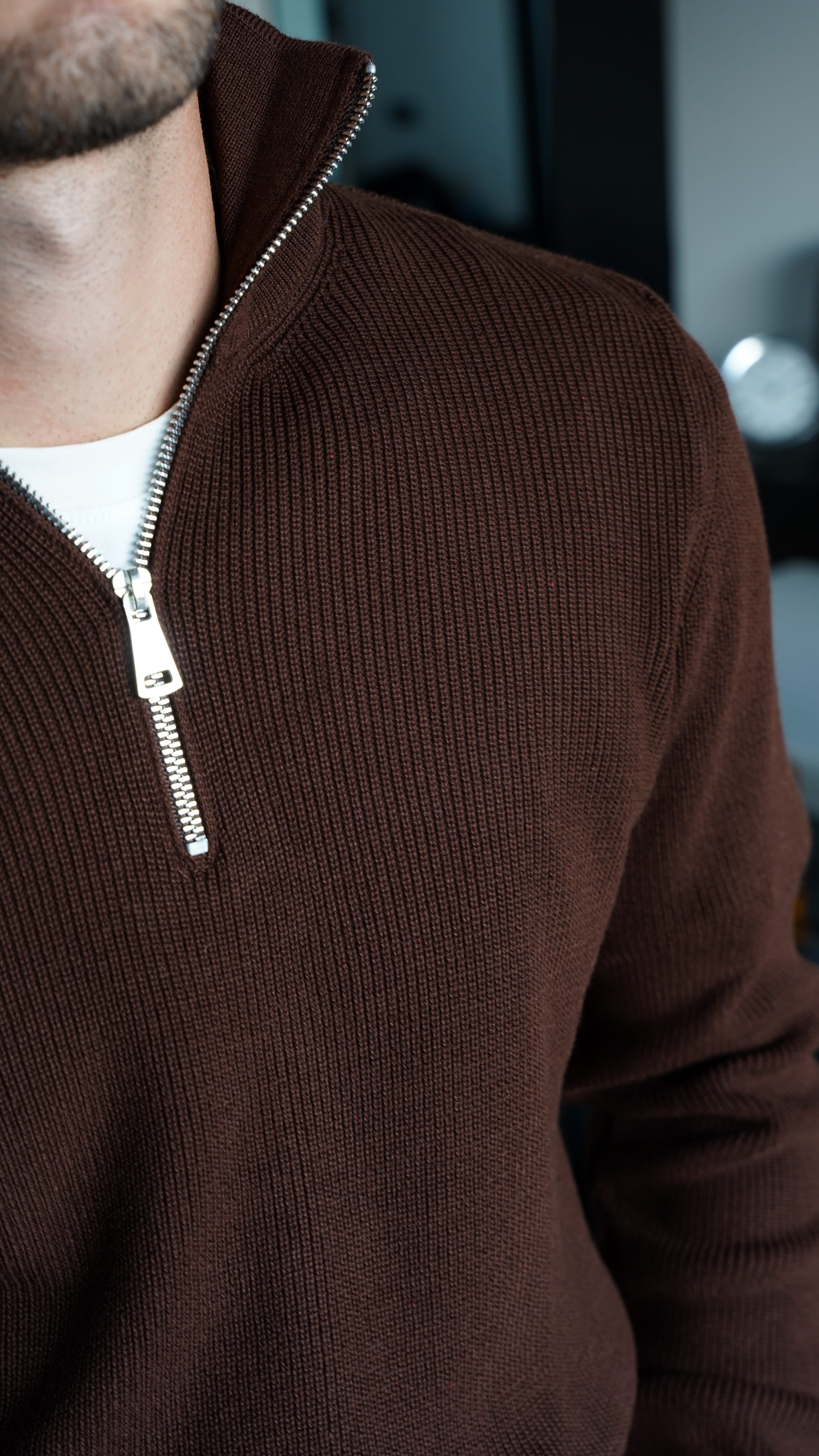 Half Zip Acı Kahve Kazak FW5836