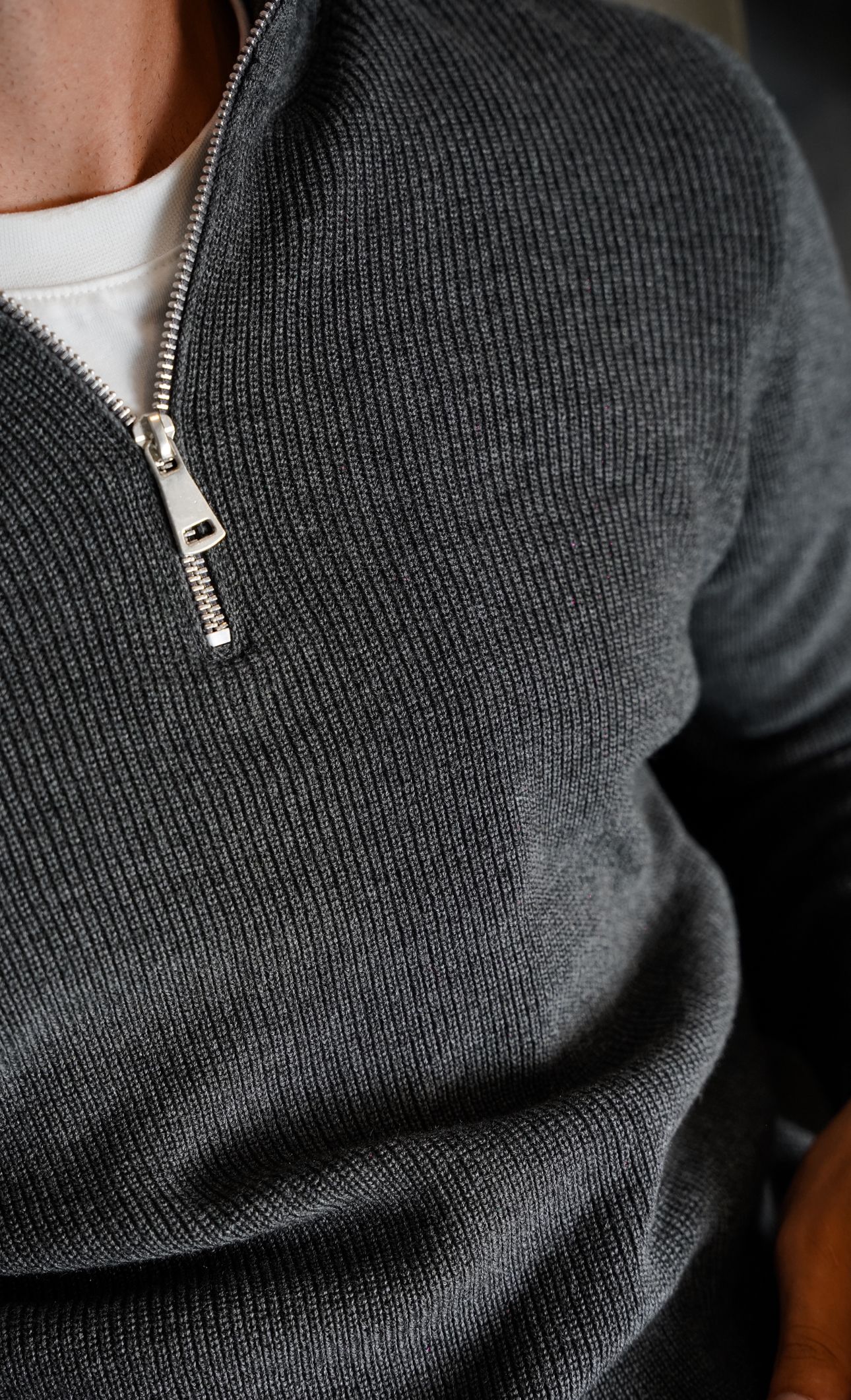 Half Zip Gri Kazak FW5768