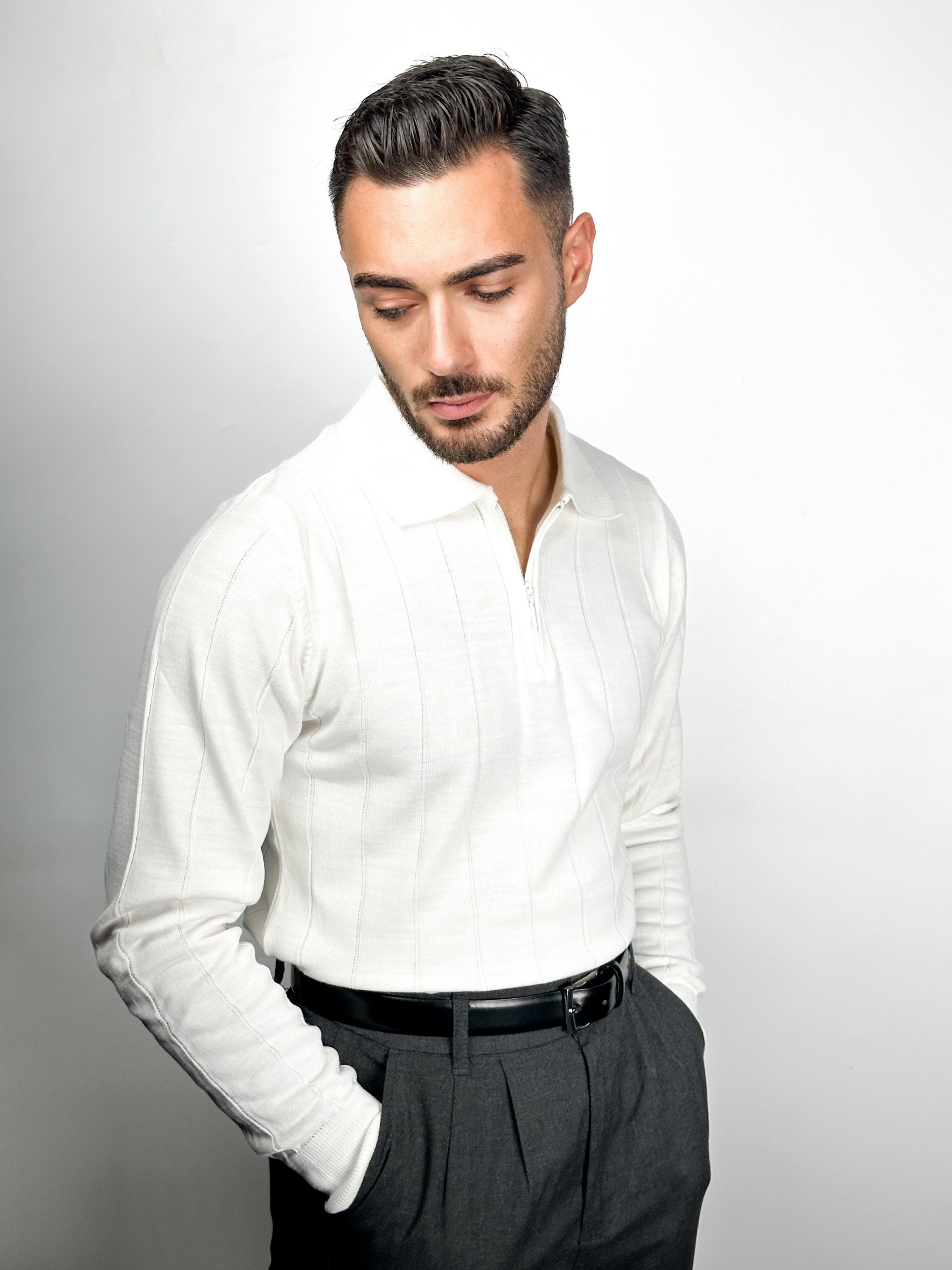 Beyaz Lorenzo Polo Yaka Triko 5468