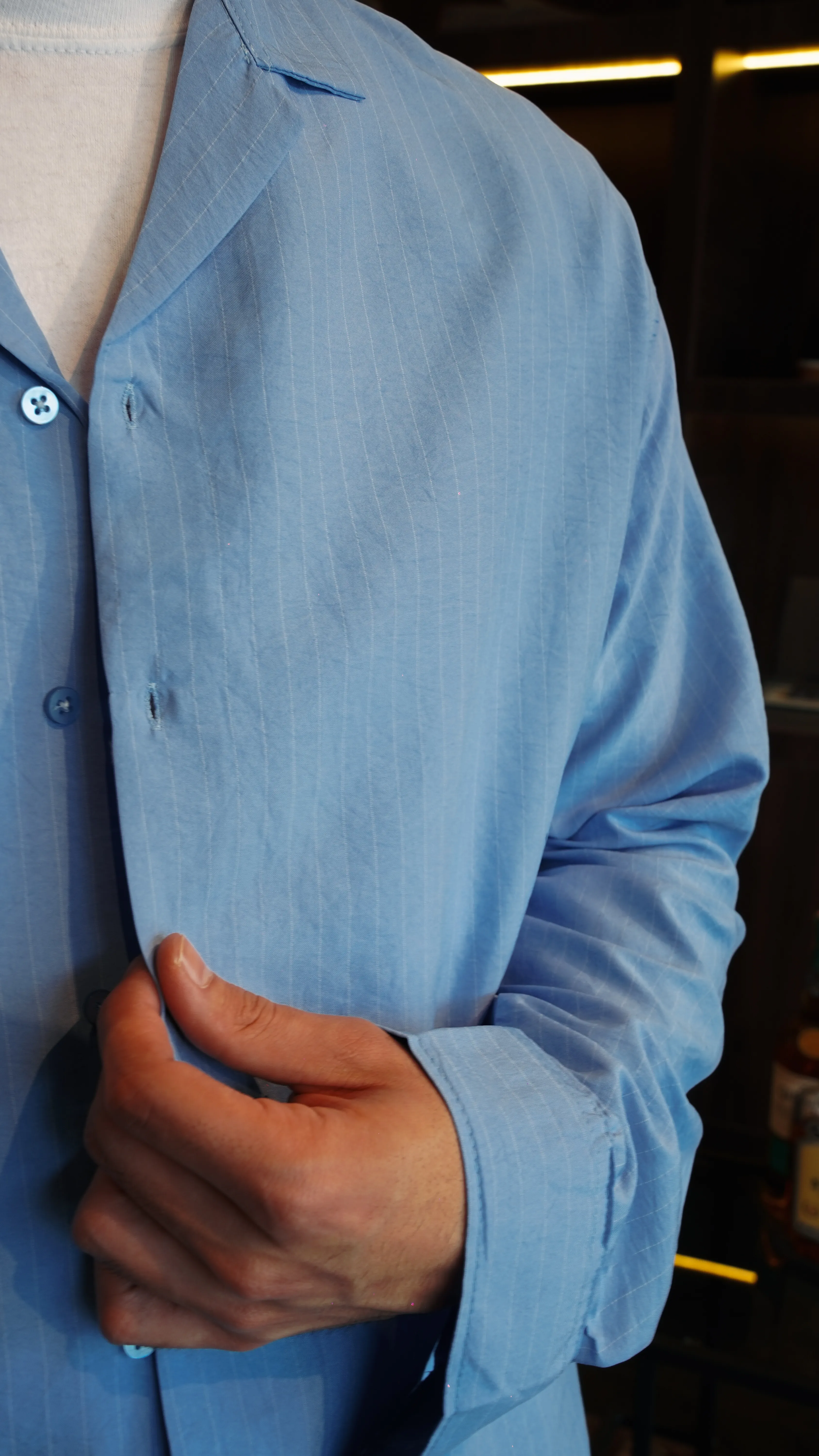 Bebek Mavisi Dikey Çizgili Gömlek FW5924