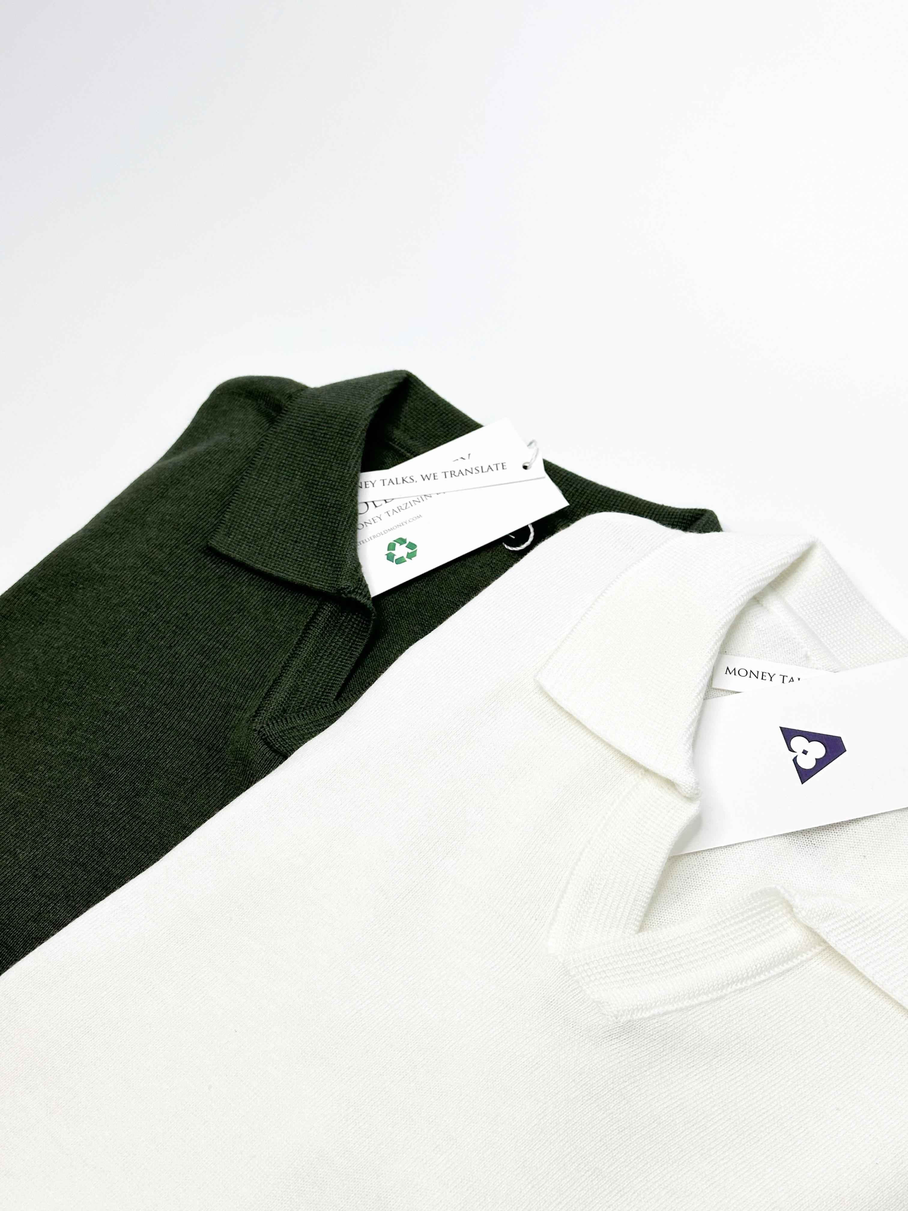 Beyaz Triko Polo Yaka T-Shirt 5279