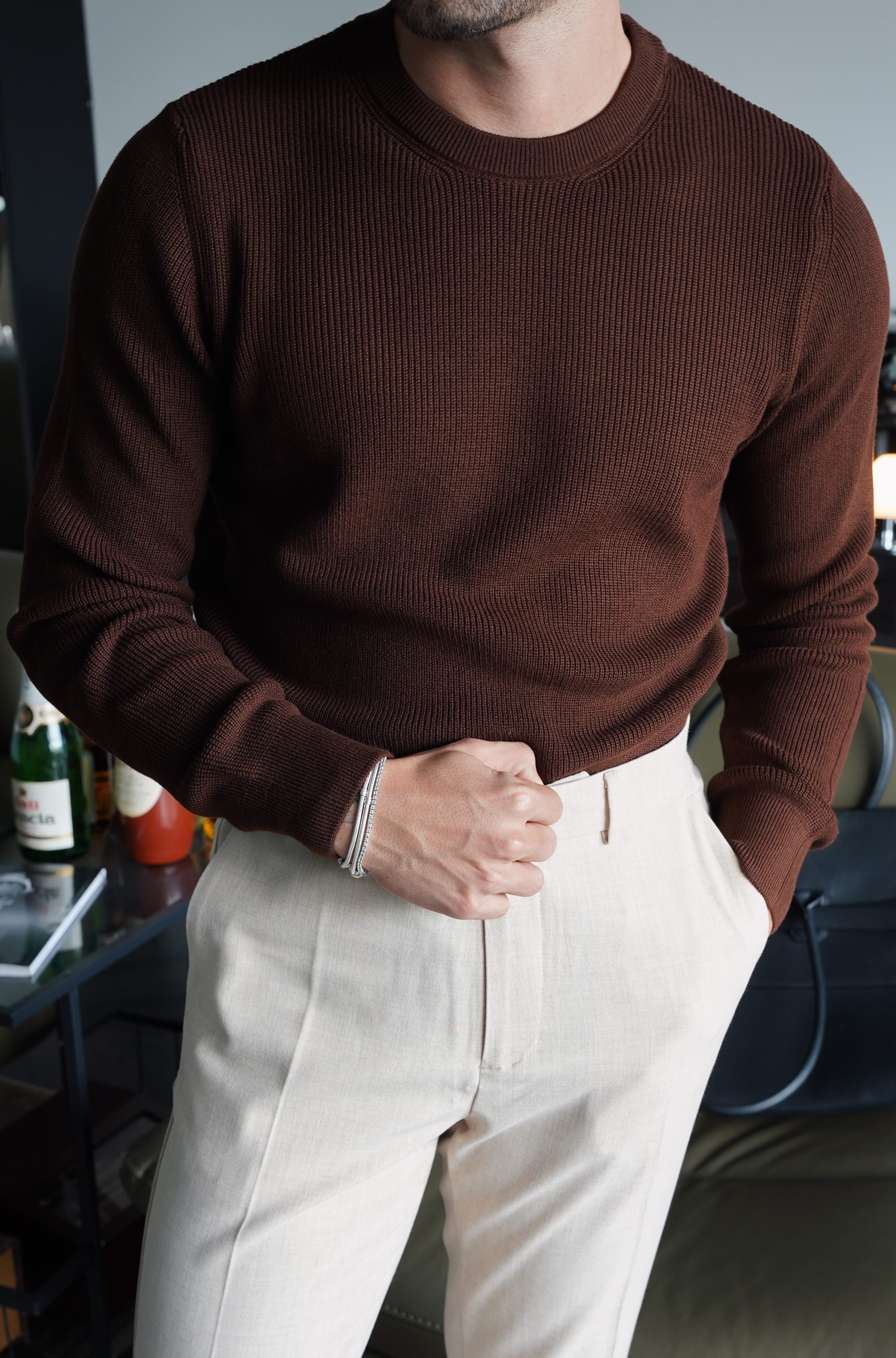 Acı Kahve Selanik Örgü Kazak FW5875