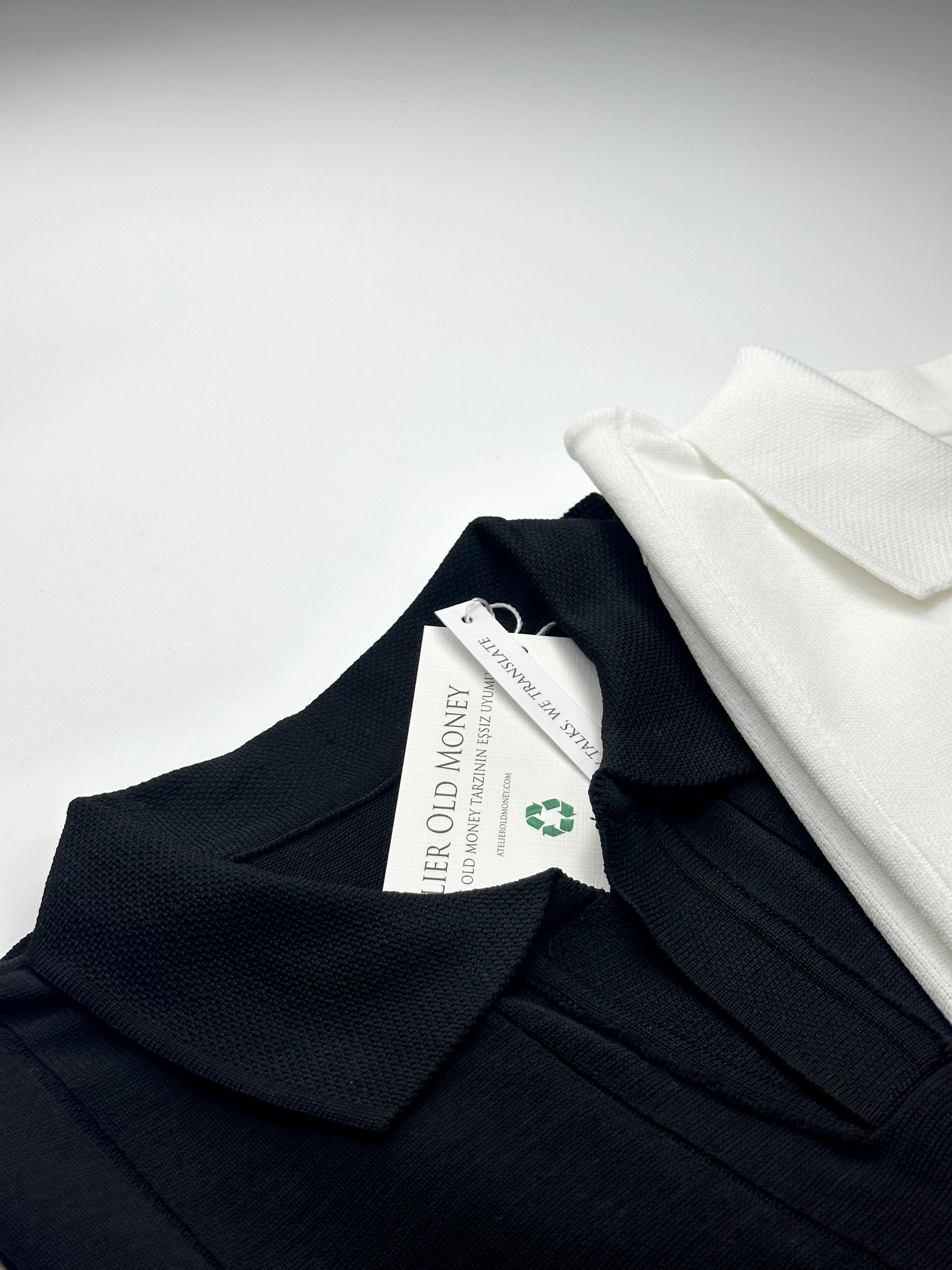 Çizgili Merserize Beyaz Polo Yaka T-shirt 5402