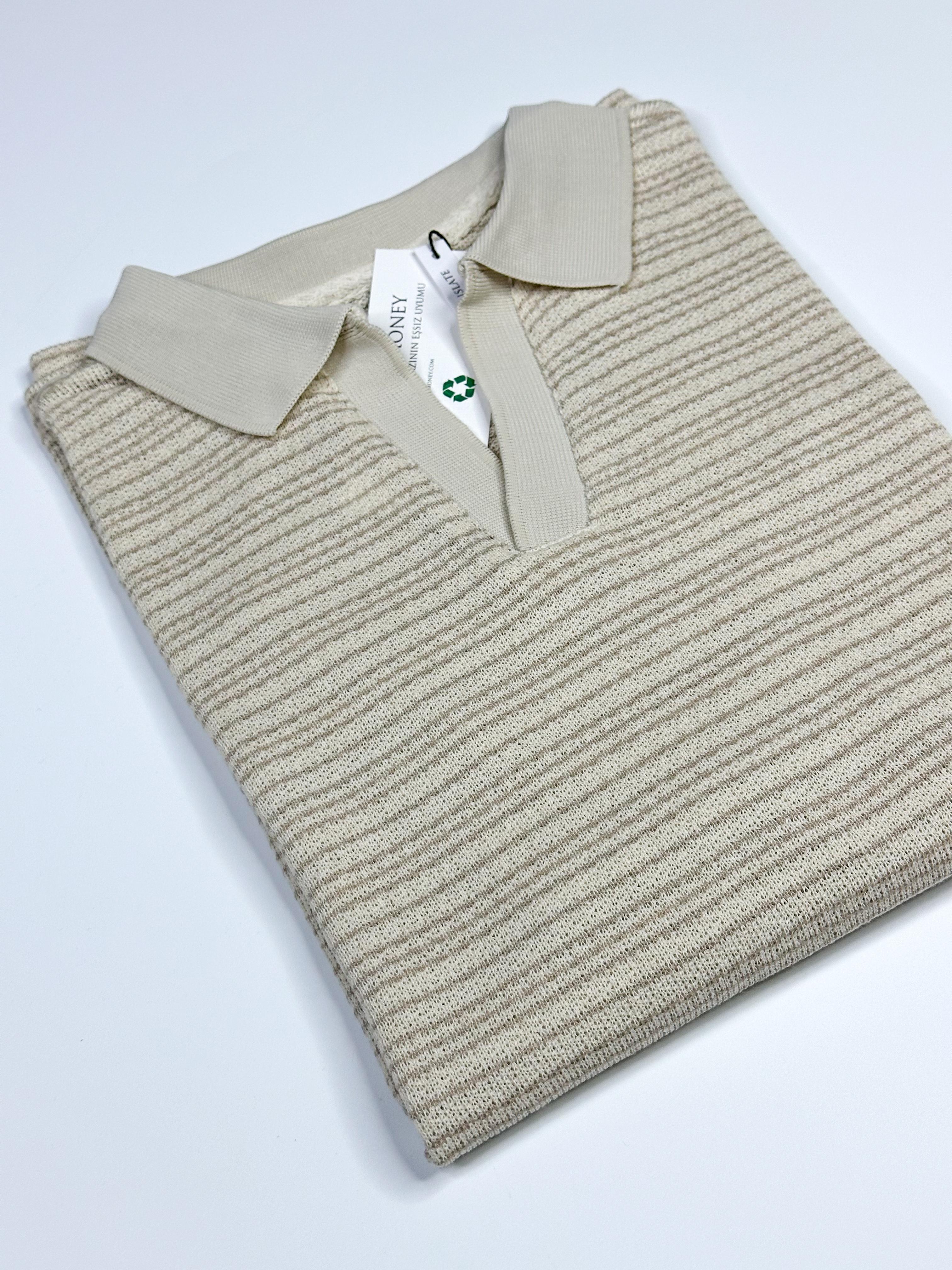 Havlu Kumaş Polo Yaka T-shirt 5381