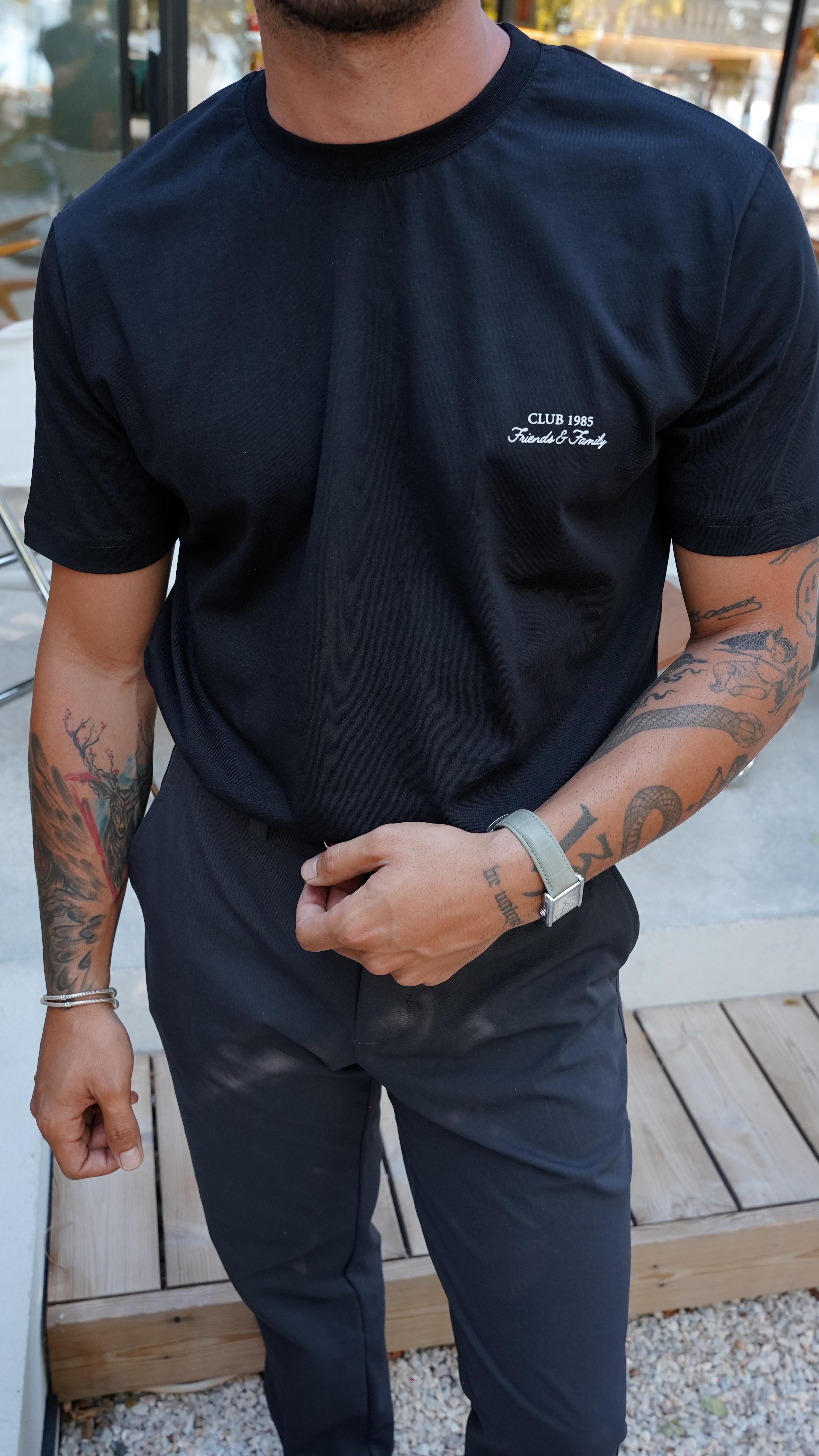 Club 1985 Printed Siyah T-shirt SS5711