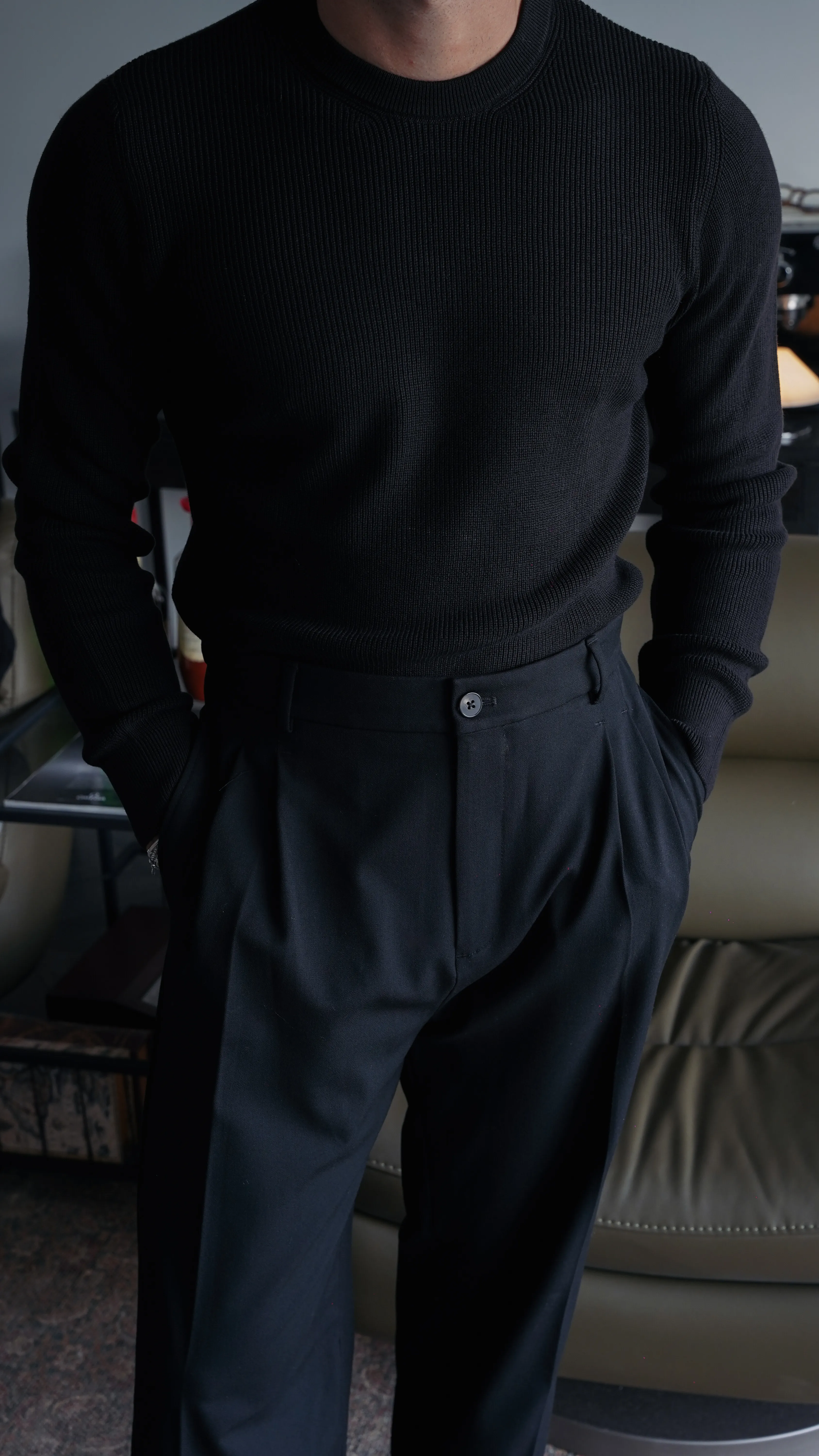 Siyah Selanik Örgü Kazak FW5883