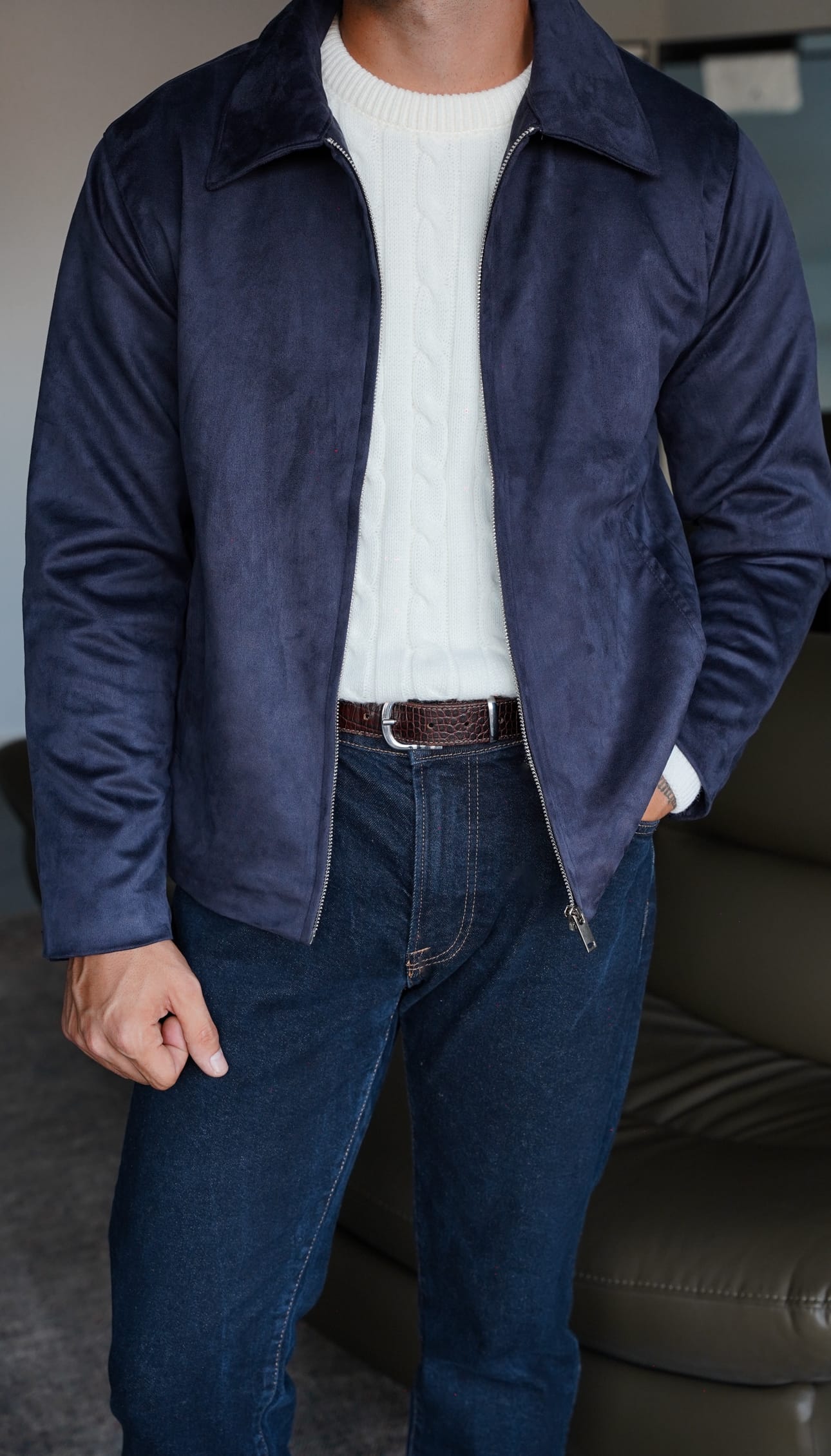 Belgravia Süet Lacivert Ceket FW5808