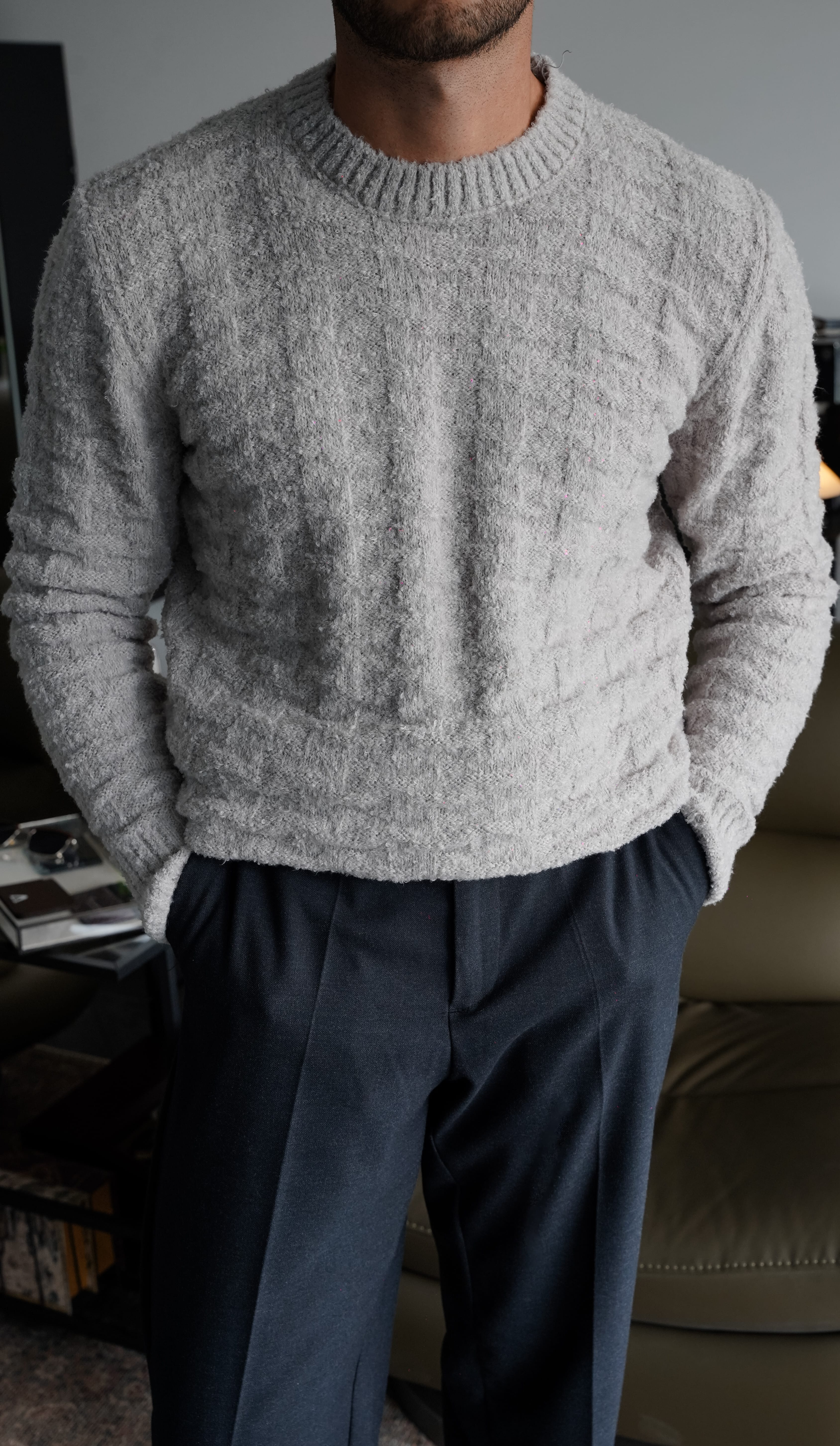 Textura Slim Fit Gri Kazak FW5852