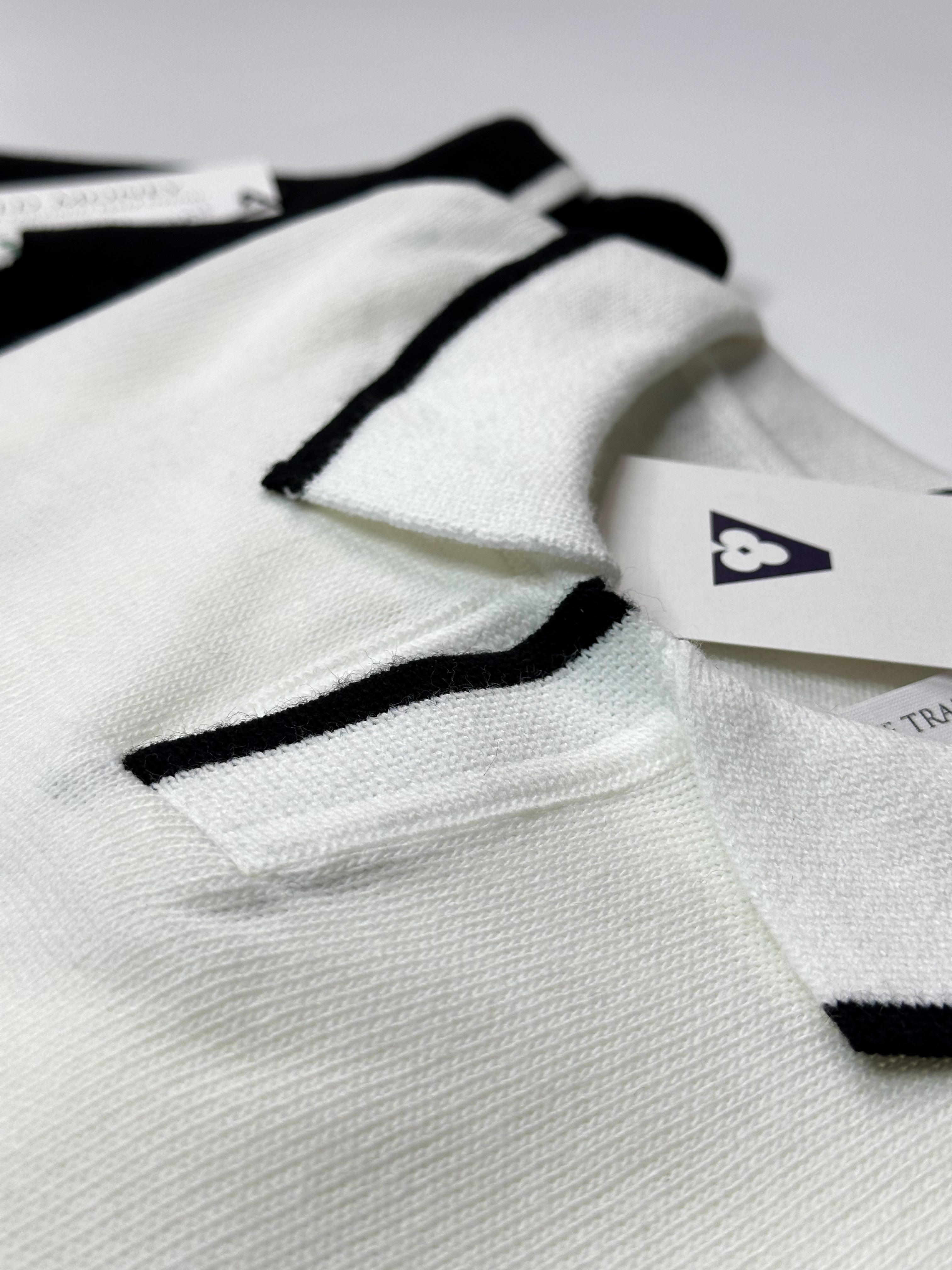 Triko Yaka Çizgili Beyaz Polo Yaka T-shirt 5376 