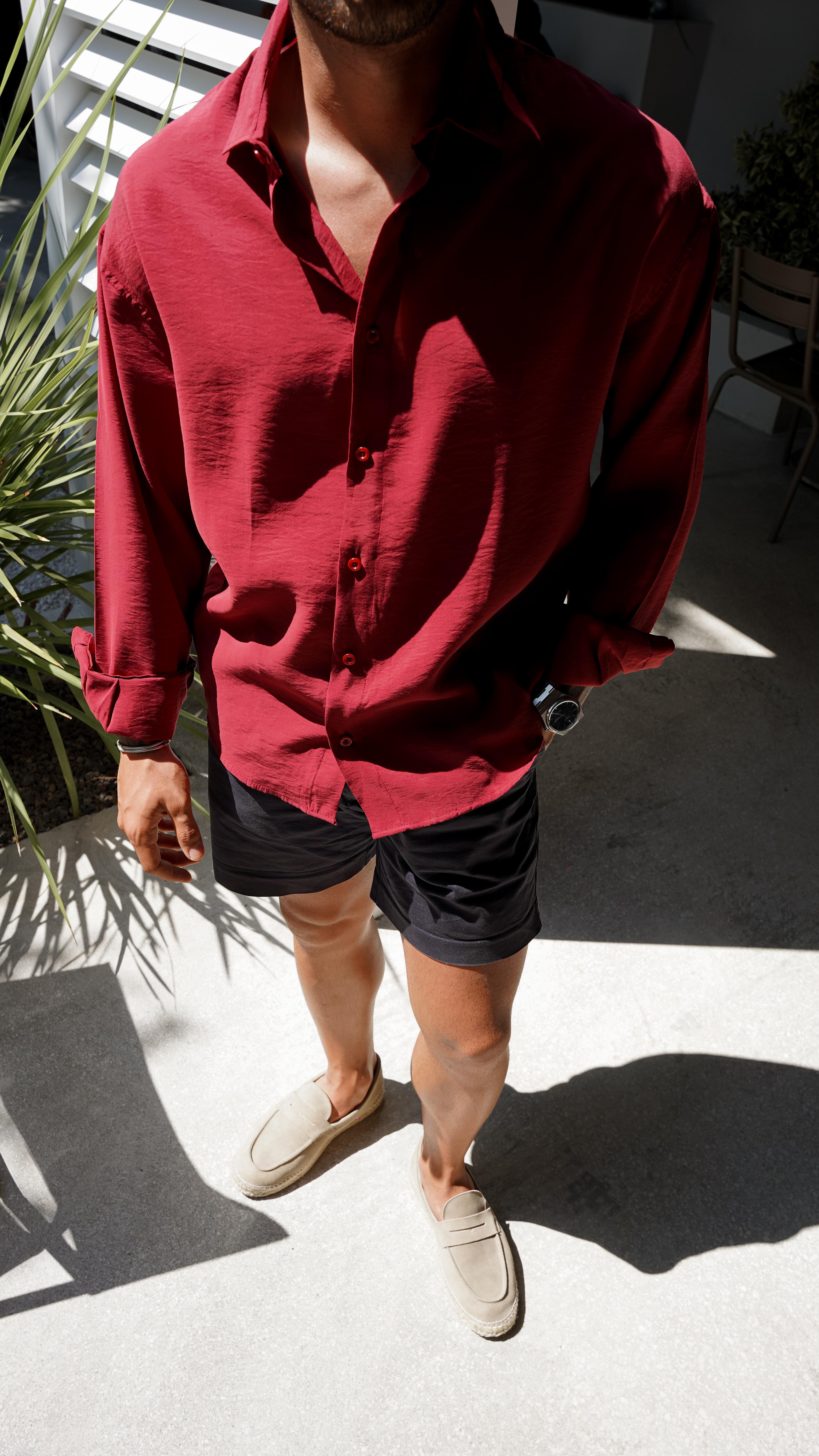 Wine Red Modal Gömlek SS5683