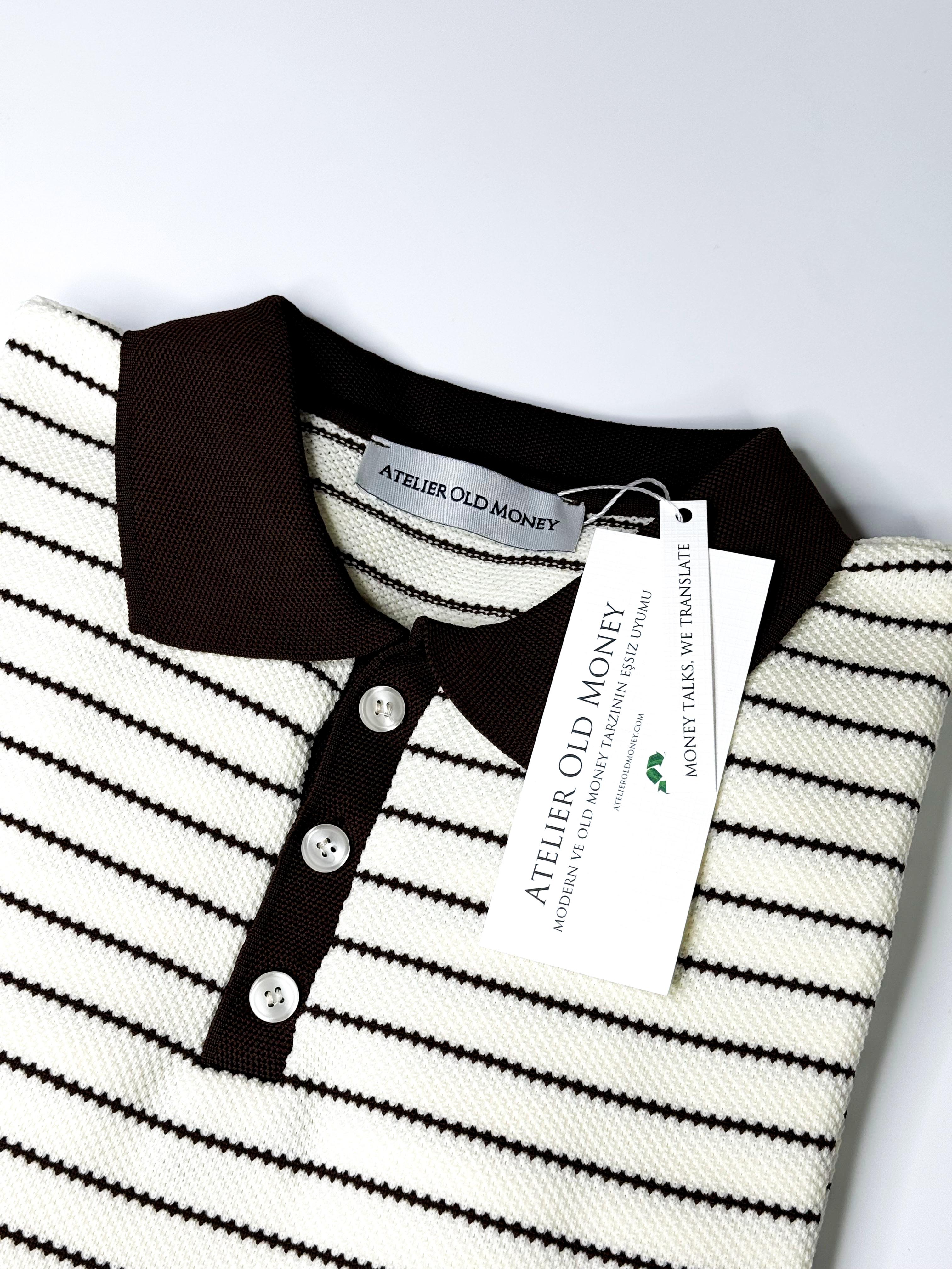 Örgülü Comfort Kahverengi Polo Yaka T-shirt 5423