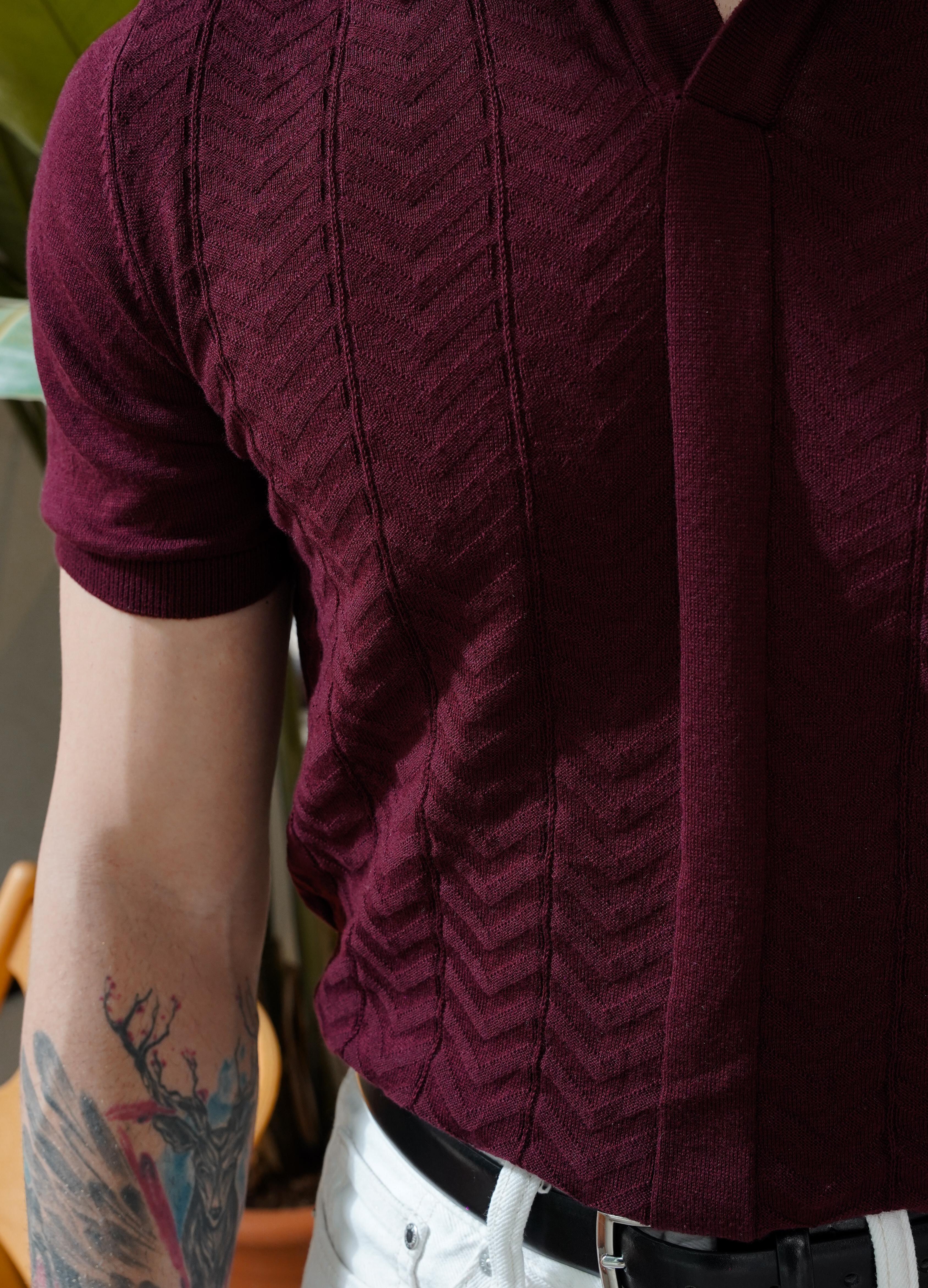 Montclair Bordo Triko Polo Yaka T-shirt SS5674