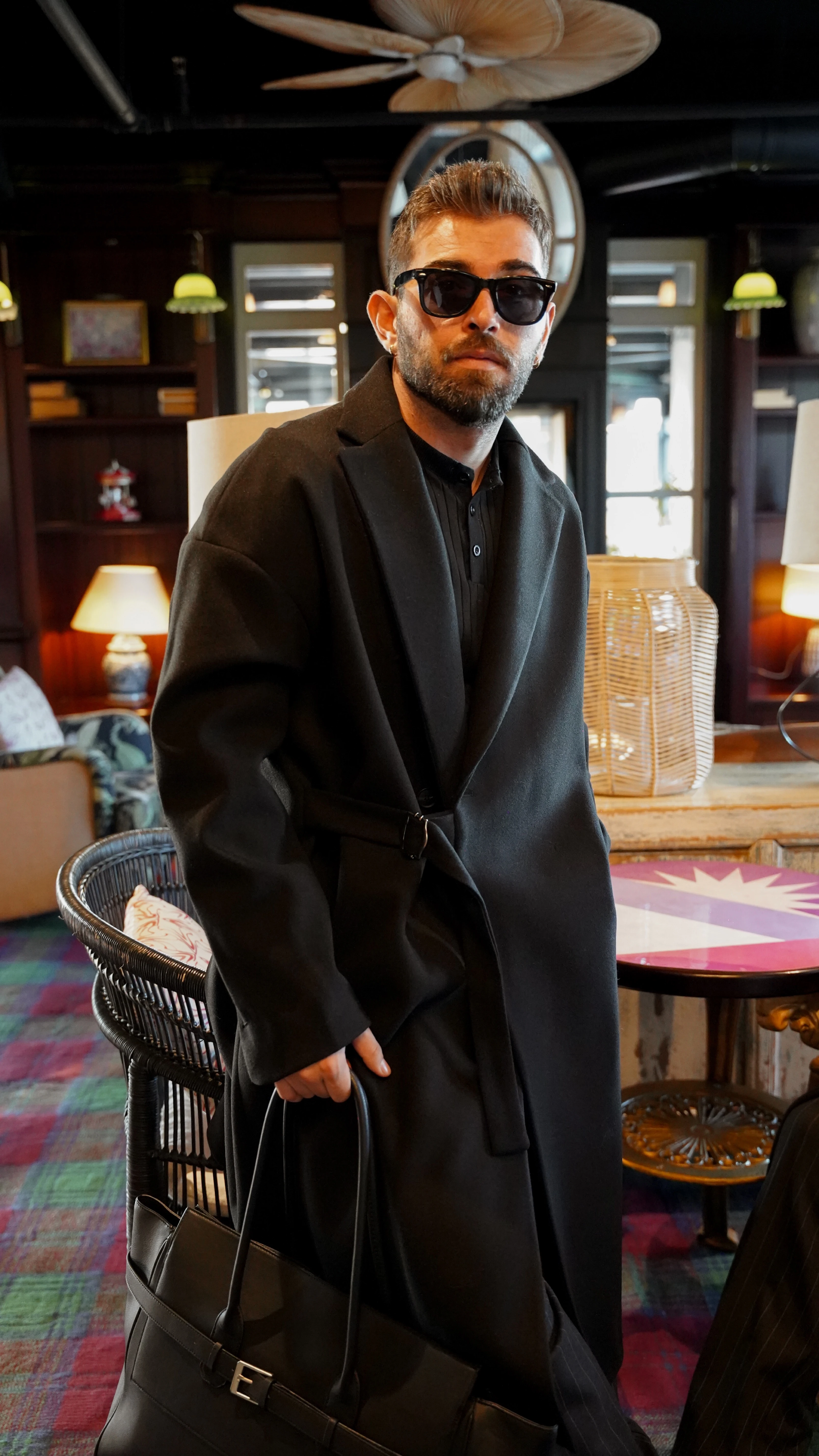 Siyah Kemerli Kaşe Kaban FW5902