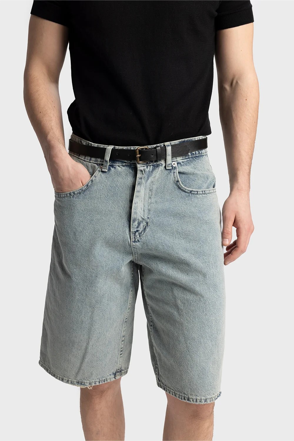 Washed Buz Mavisi Kot Şort SS5684