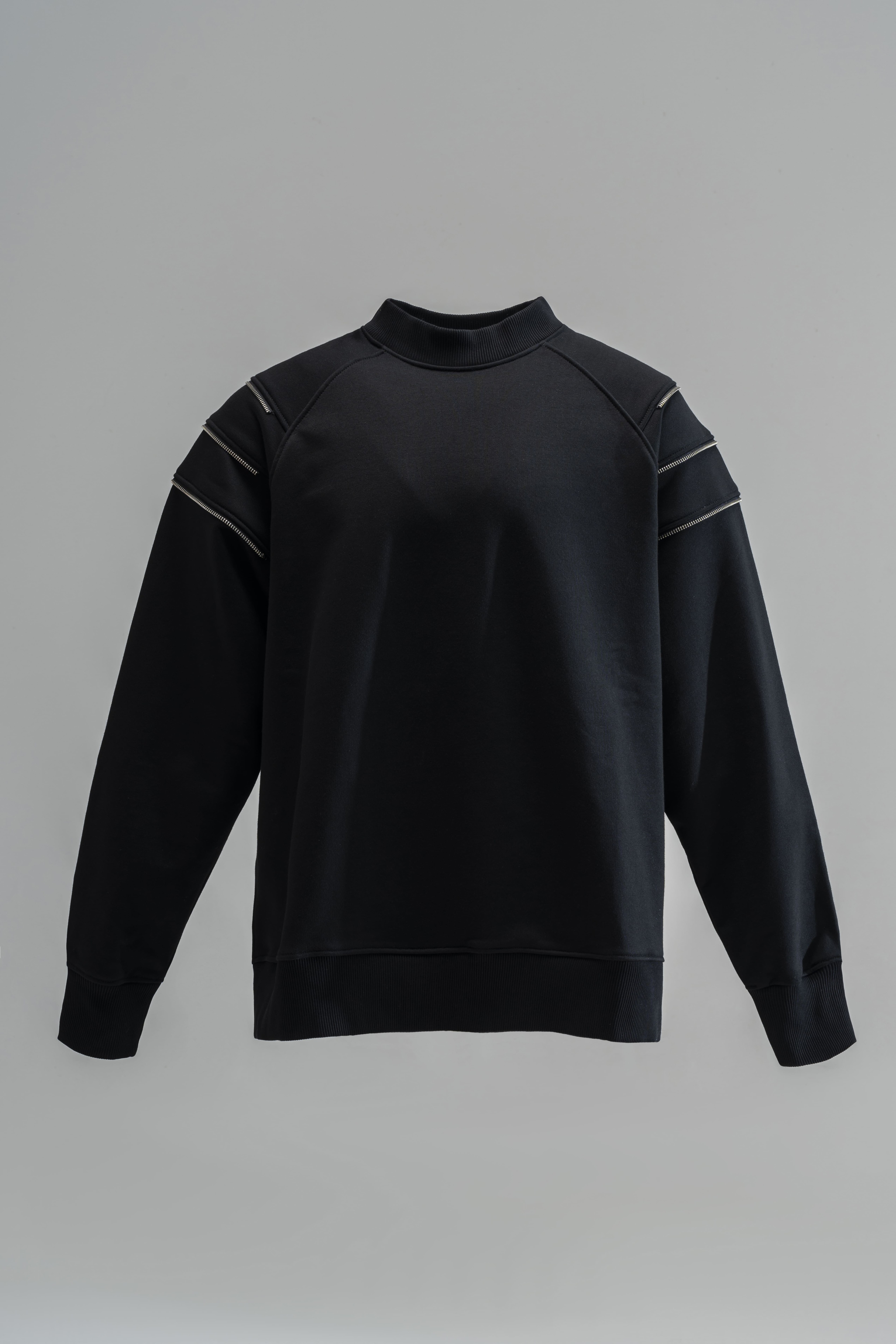 Fermuarlı Siyah Sweatshirt