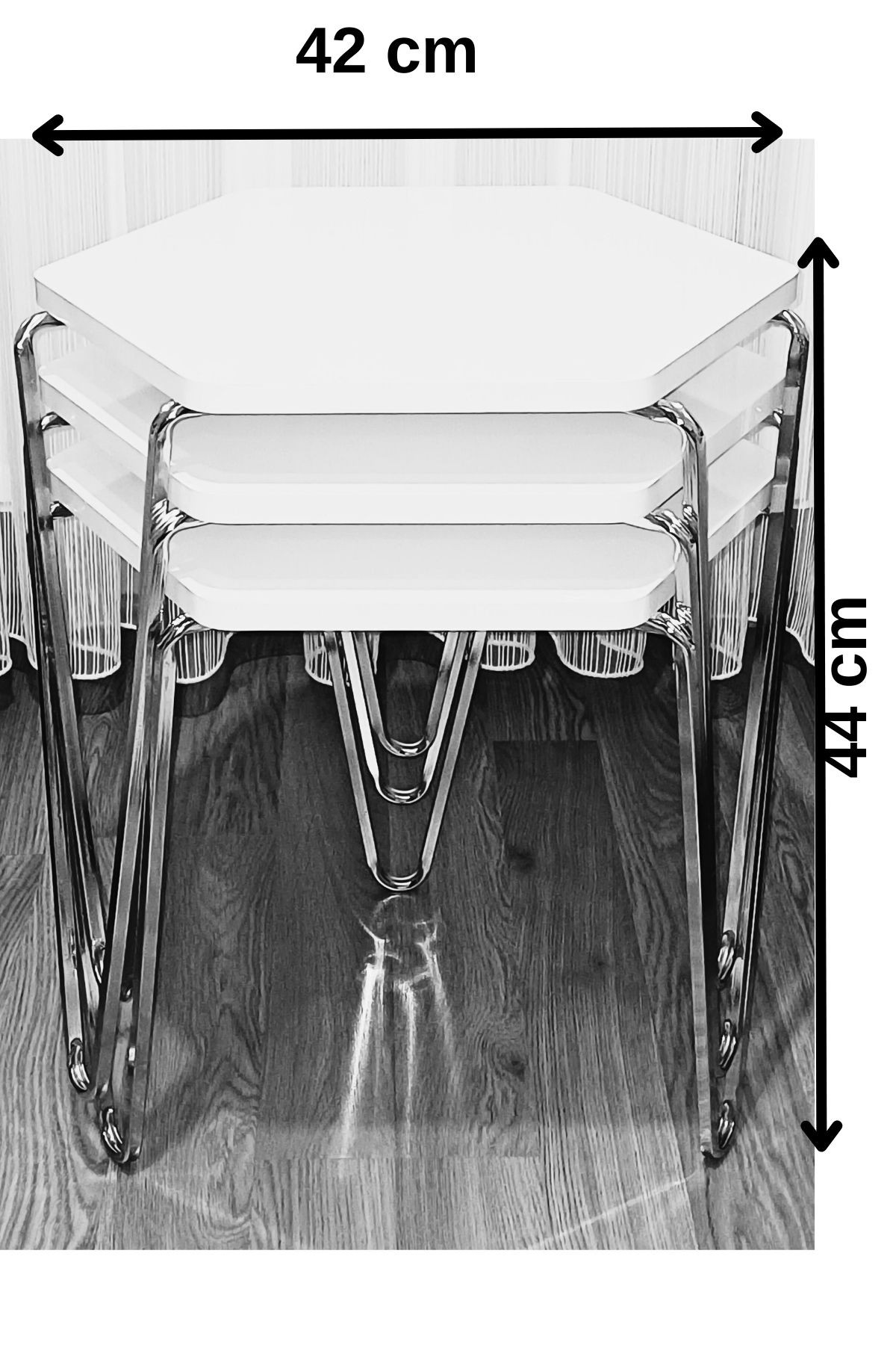 Diamond 3 lü Metal Ayaklı Zigon Sehpa