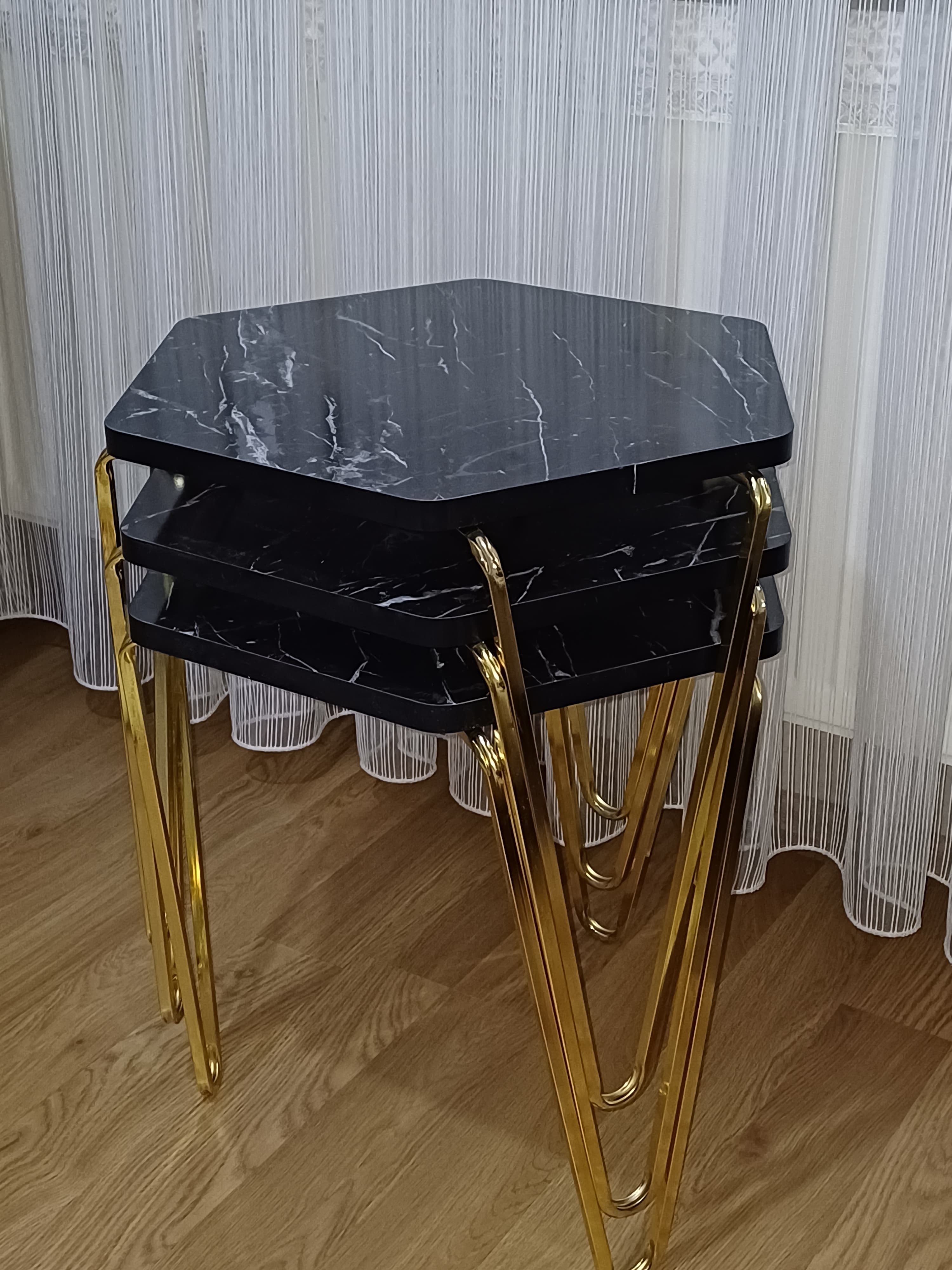 Diamond 3 lü Metal Ayaklı Zigon Sehpa