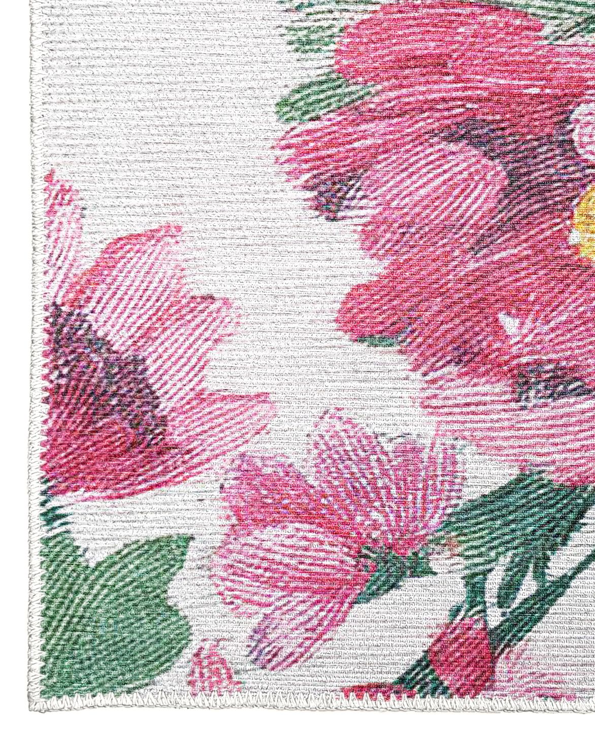 Jardin 04004 Dokuma Taban Yeşil Çiçekli Halı