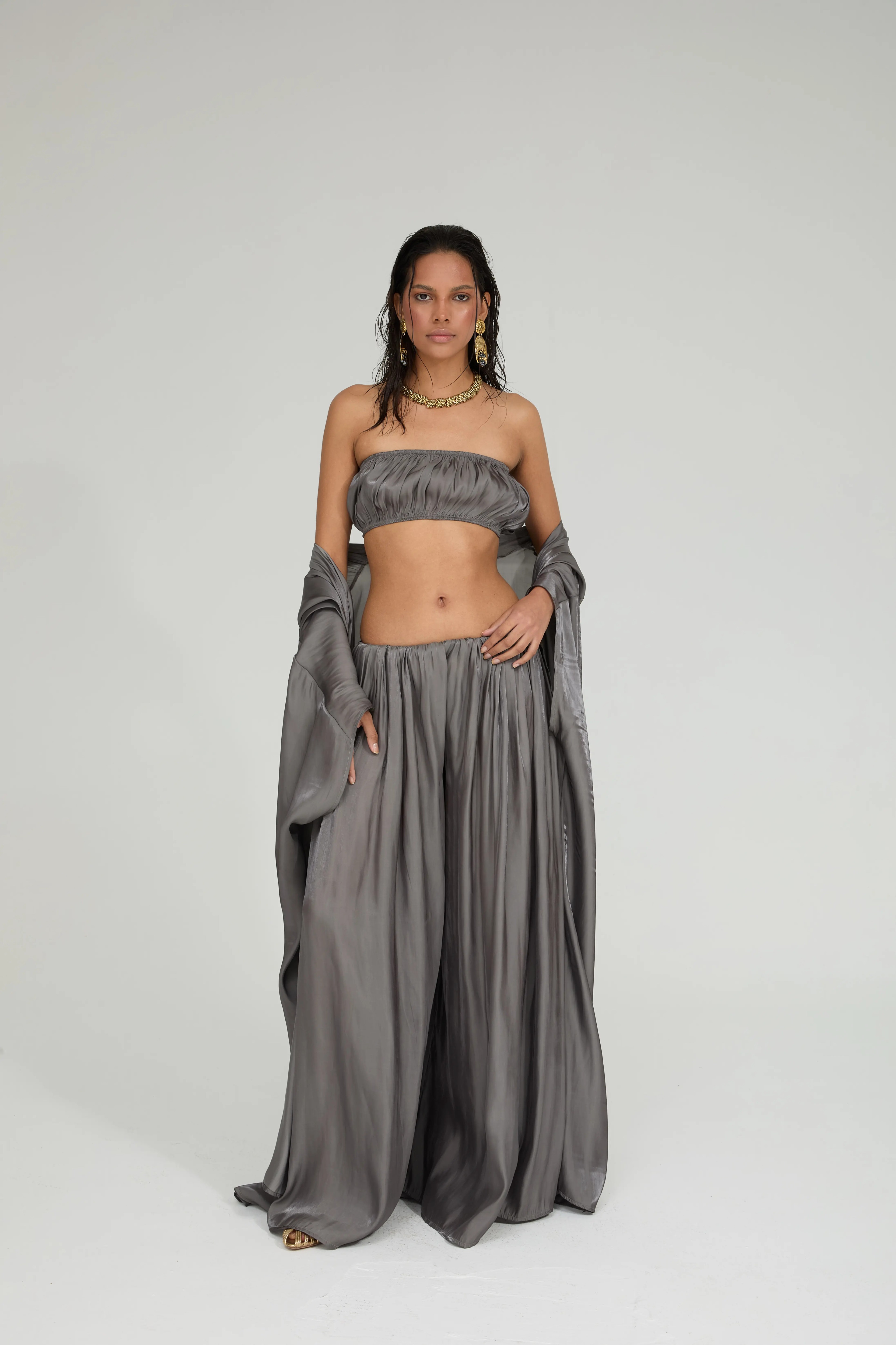 JASMINE GRİ CROP TOP