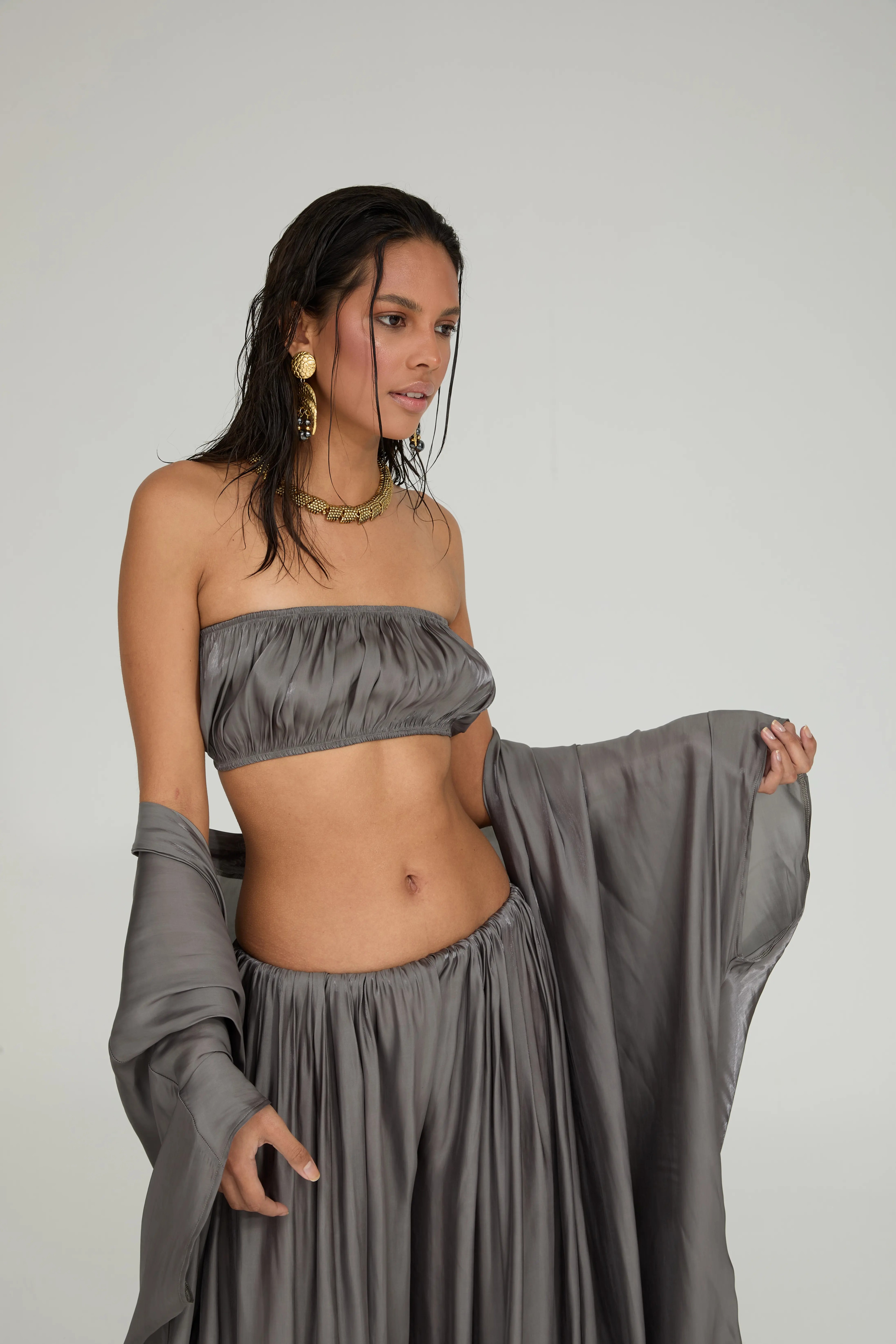 JASMINE GRİ CROP TOP