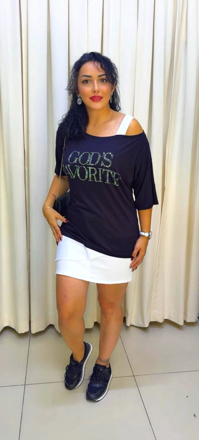 RA1006 Tek Omuz Askı Detaylı T-shirt 