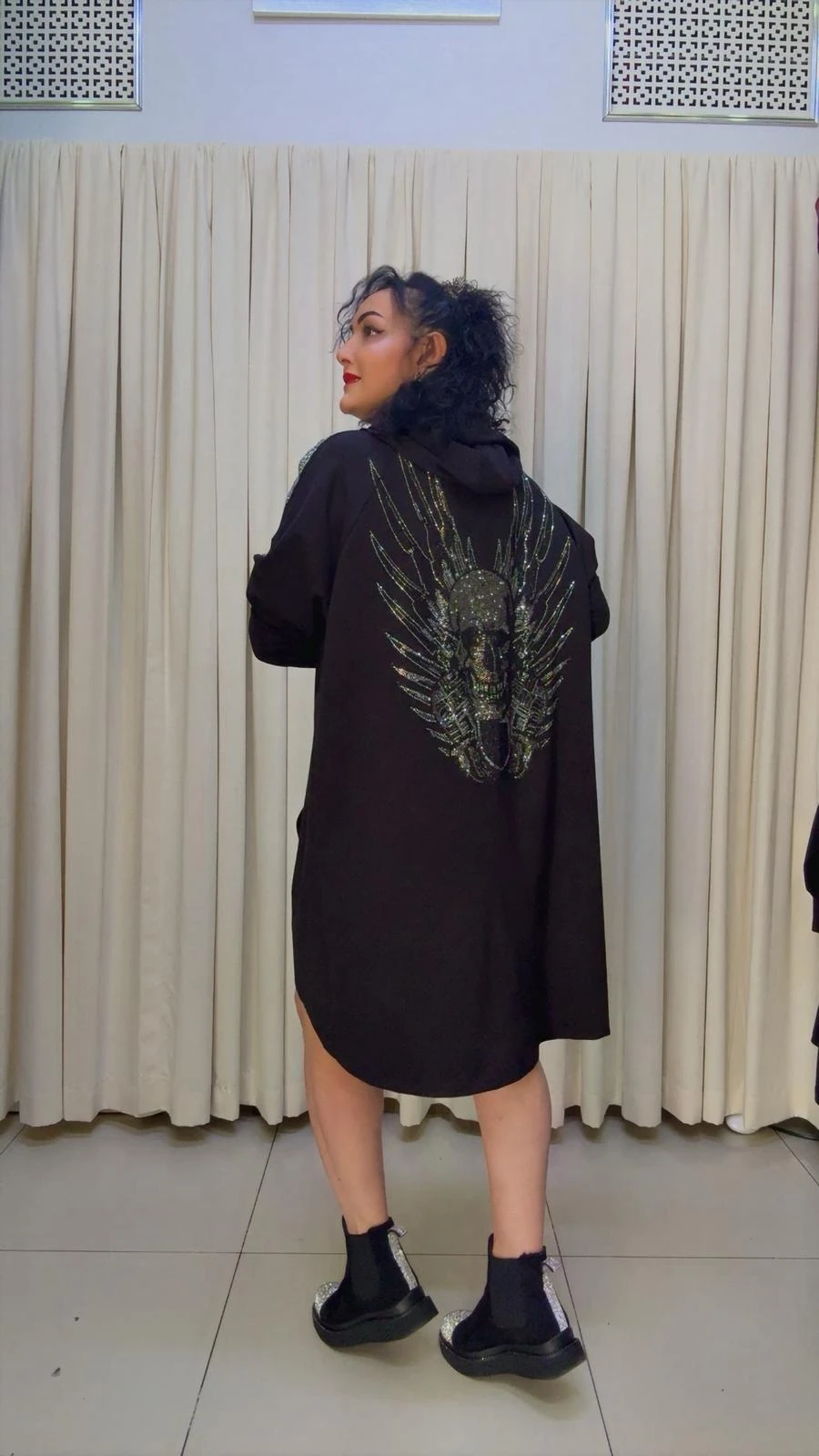 RA1048 Arka Kurukafa Taşlı Penye Trenchkot