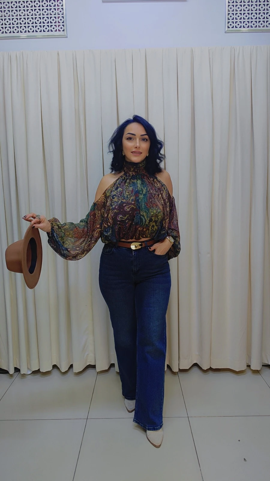 RA1120 Omuz Dekolteli Şifon Bluz