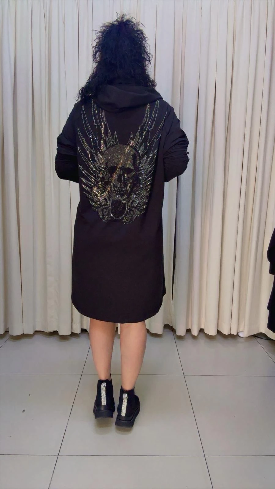 RA1048 Arka Kurukafa Taşlı Penye Trenchkot