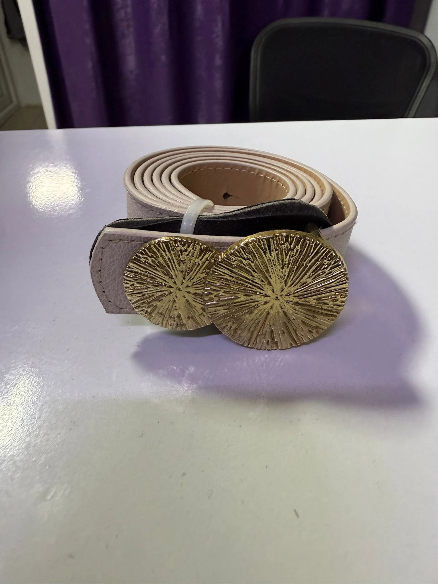 RA9011 Çift Çember Gold Tokalı Kemer