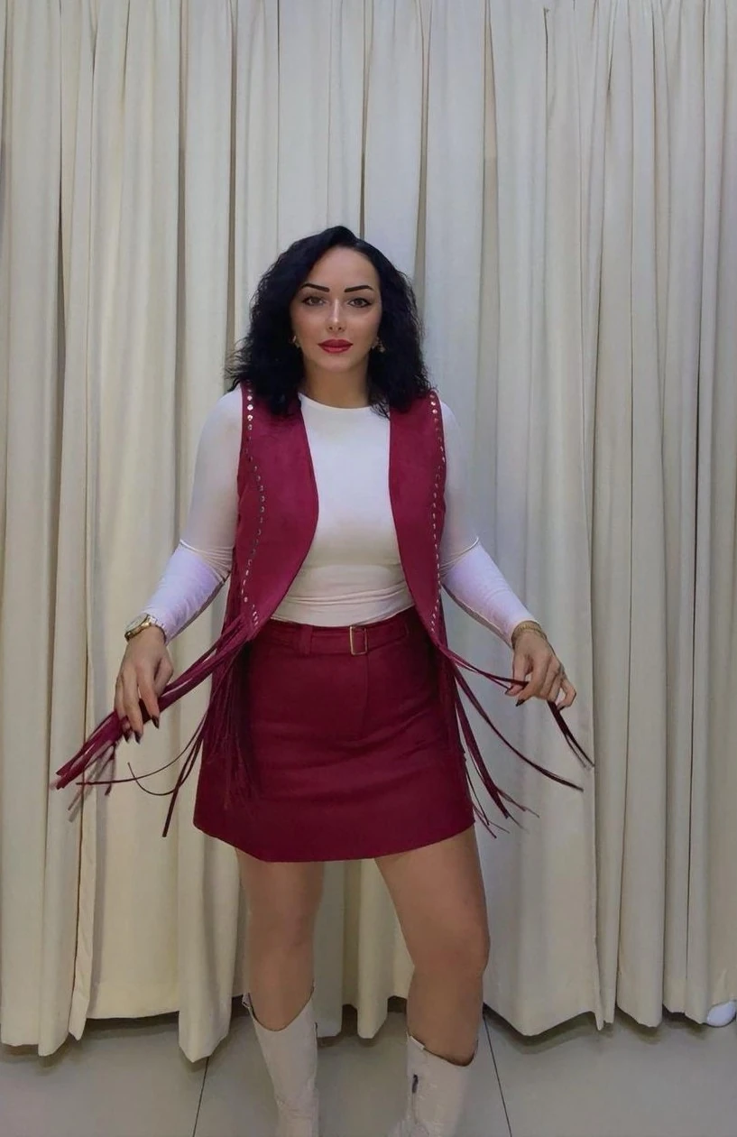 RA1089 Kemerli Süet Etek 