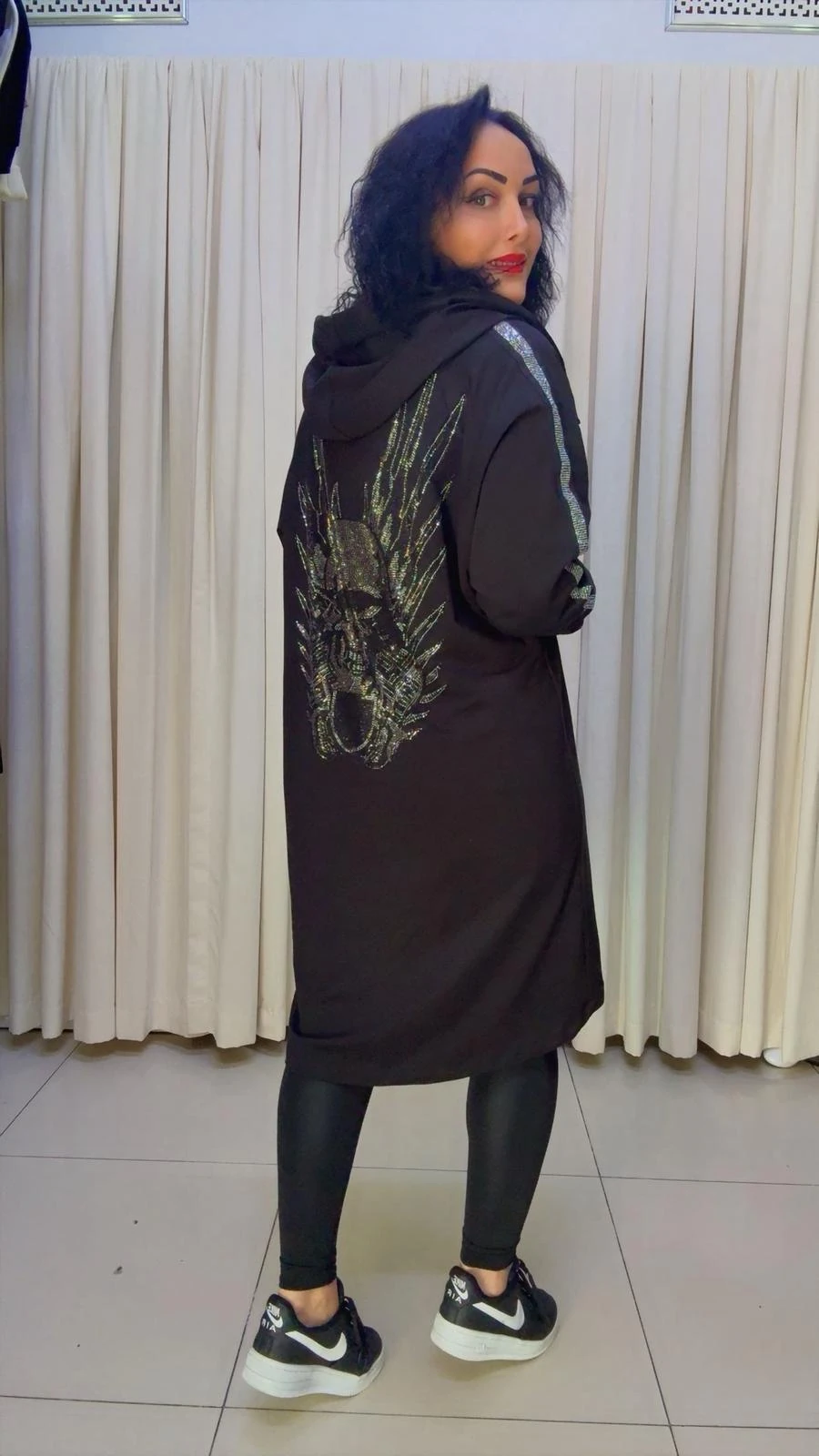 RA1048 Arka Kurukafa Taşlı Penye Trenchkot