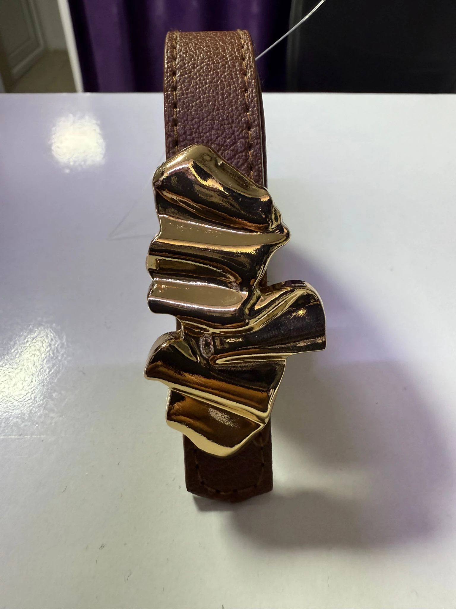 RA9012 Dalga Tokalı Gold Kemer