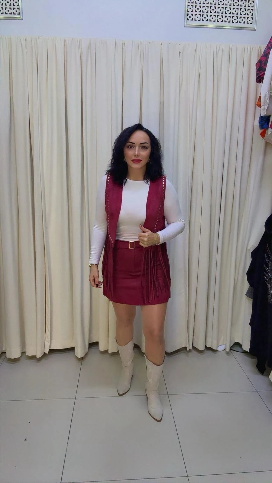 RA1089 Kemerli Süet Etek 