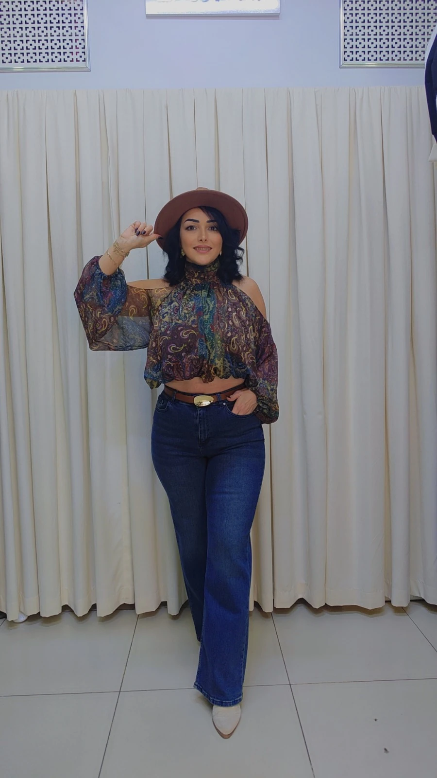 RA1120 Omuz Dekolteli Şifon Bluz