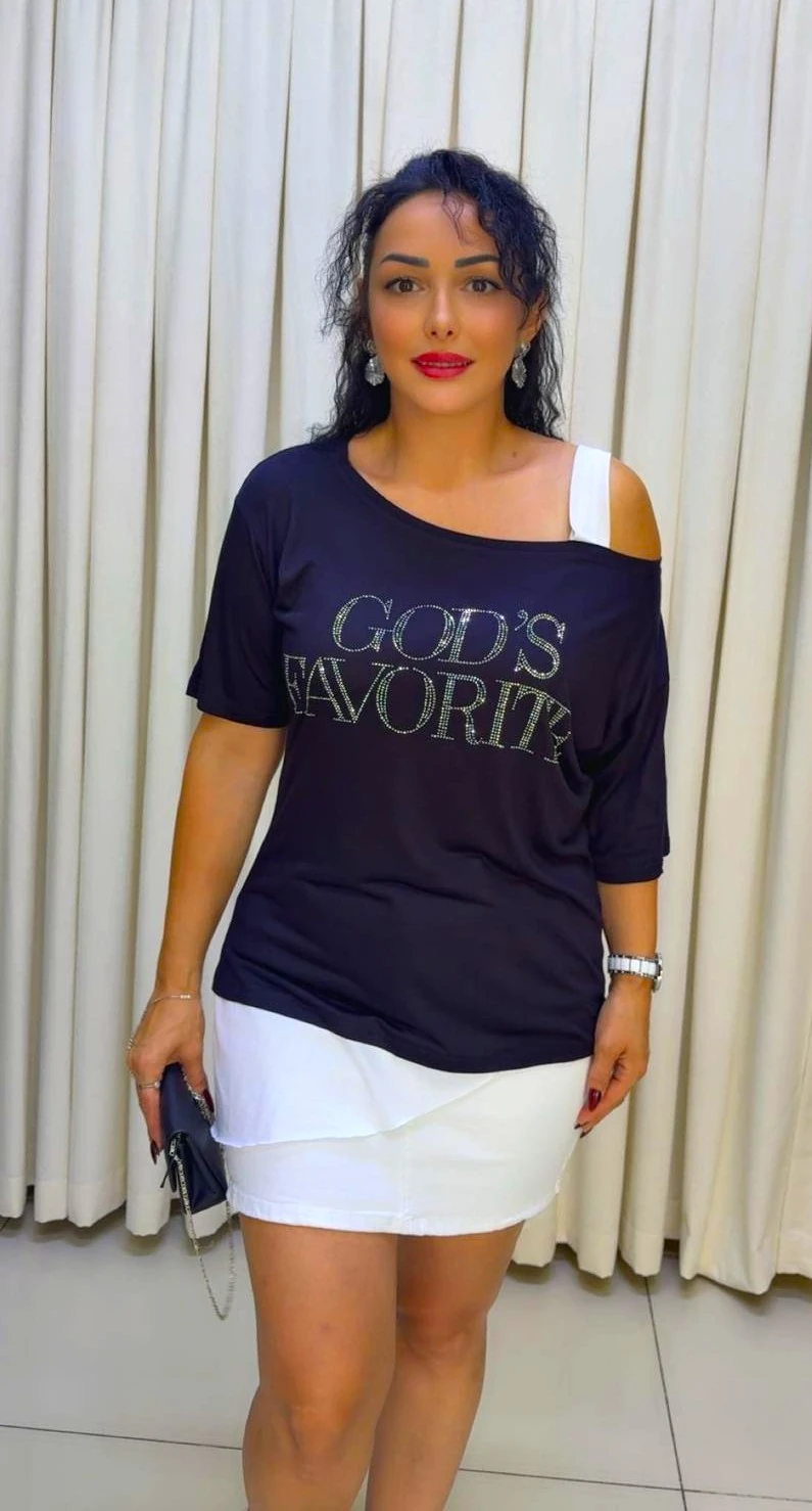 RA1006 Tek Omuz Askı Detaylı T-shirt 