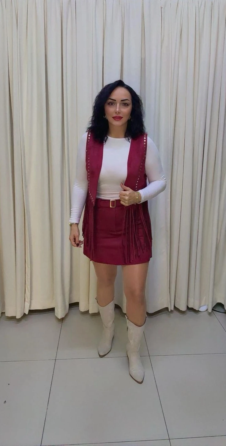 RA1089 Kemerli Süet Etek 