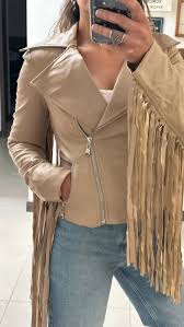 RA3008 Deri Püsküllü Mont