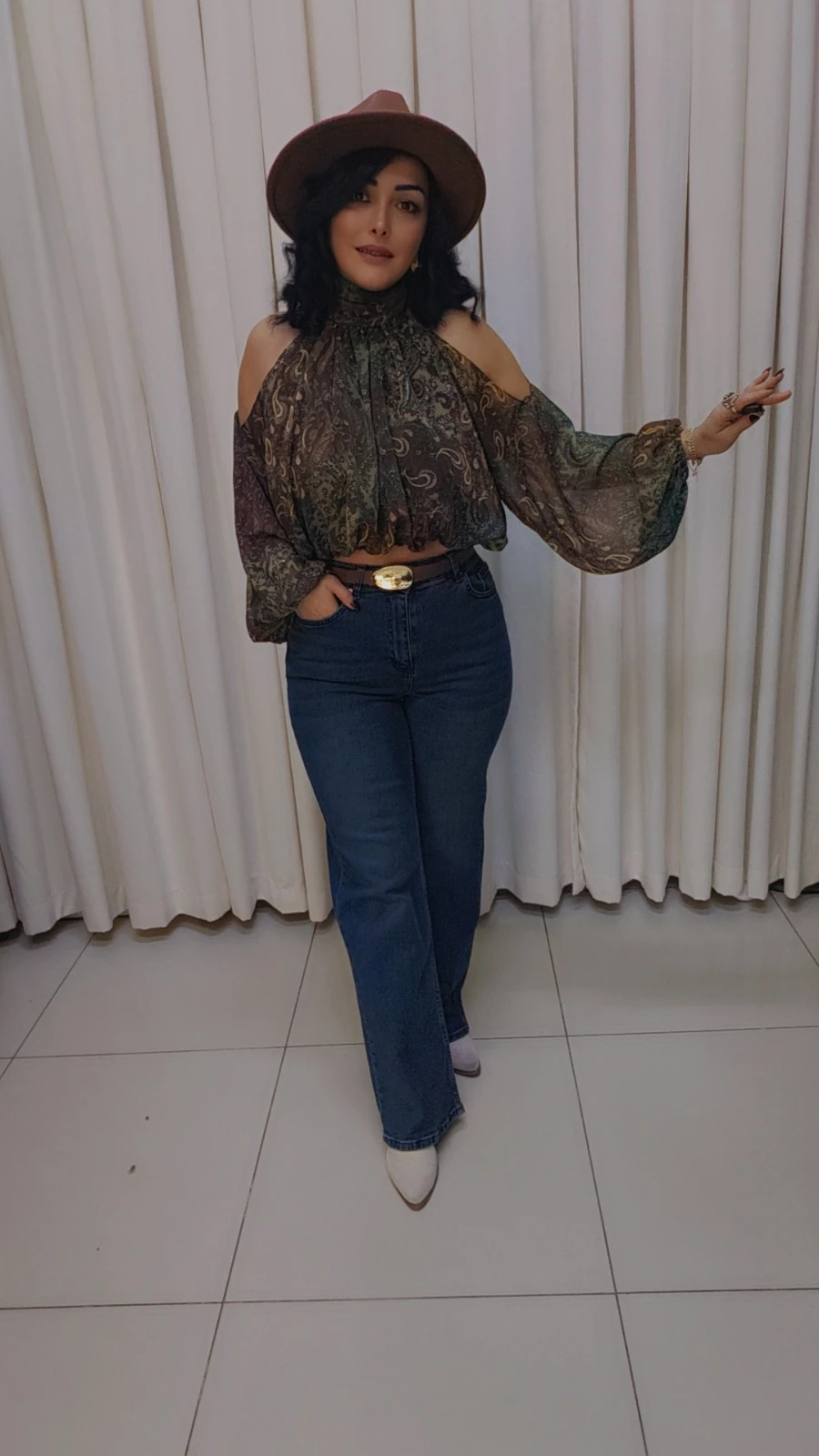 RA1120 Omuz Dekolteli Şifon Bluz