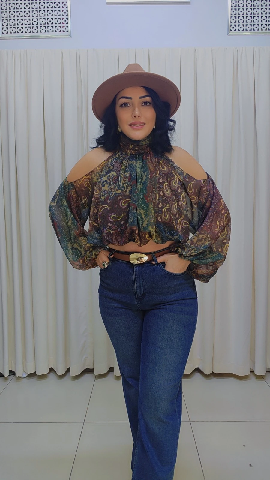 RA1120 Omuz Dekolteli Şifon Bluz