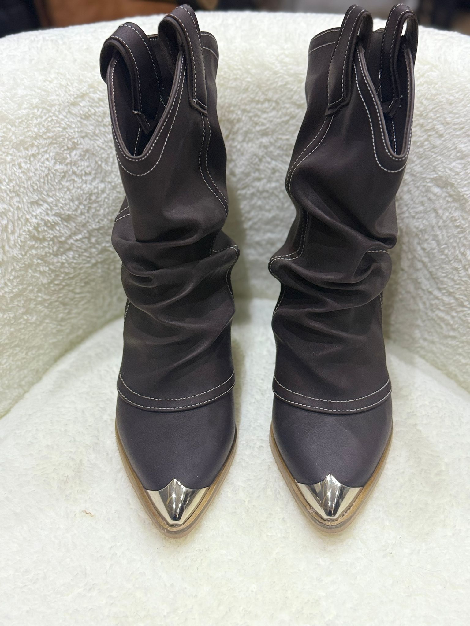 RA8025 Büzgülü Kovboy Bot Kahve