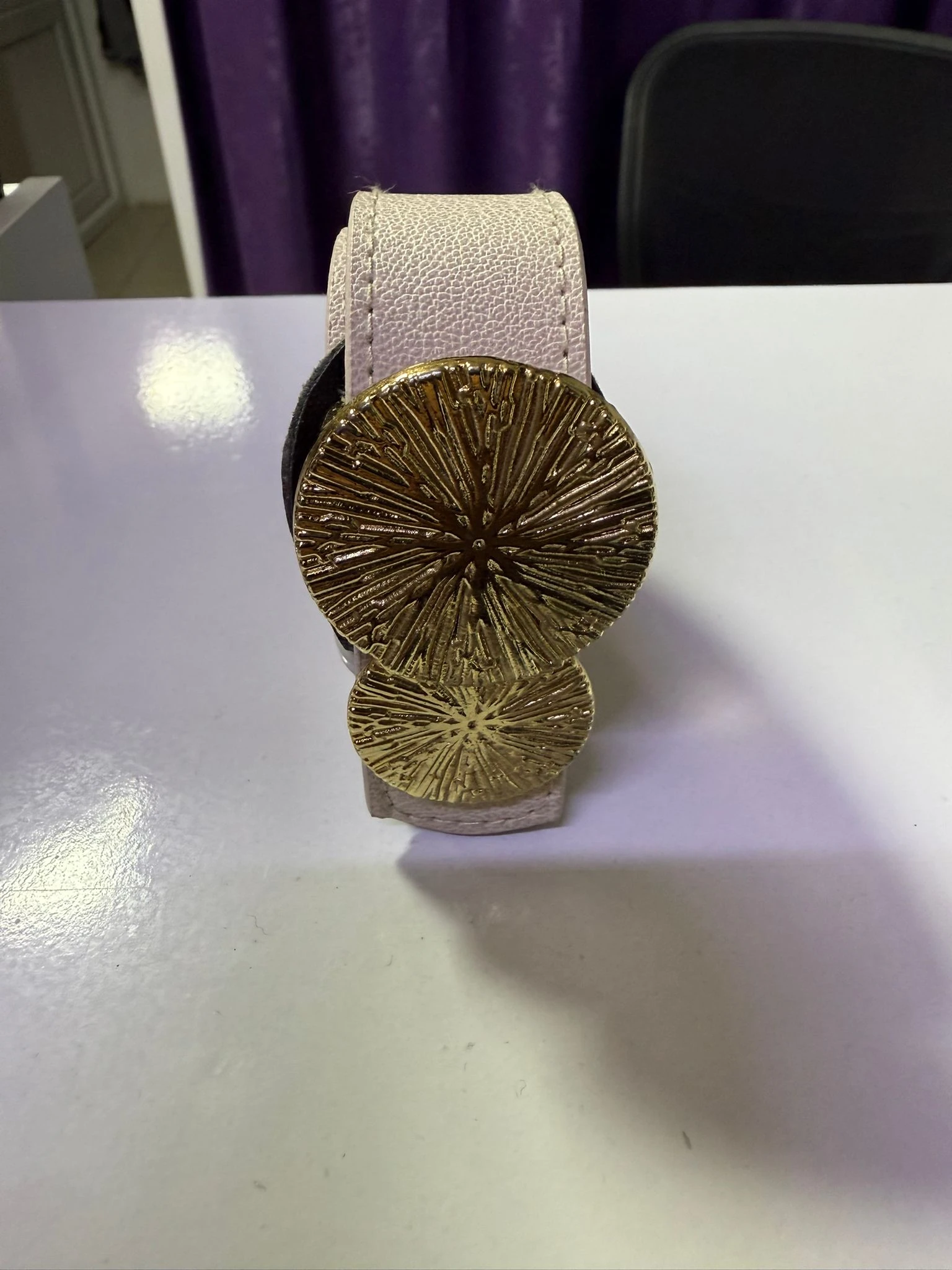 RA9011 Çift Çember Gold Tokalı Kemer