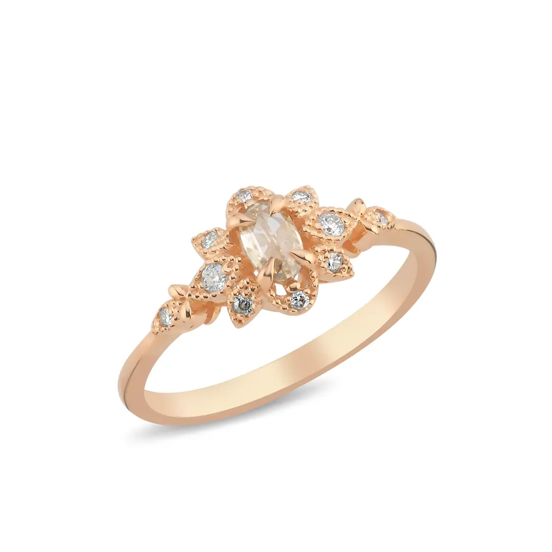 0,27 KARAT OVAL PIRLANTA VINTAGE YÜZÜK